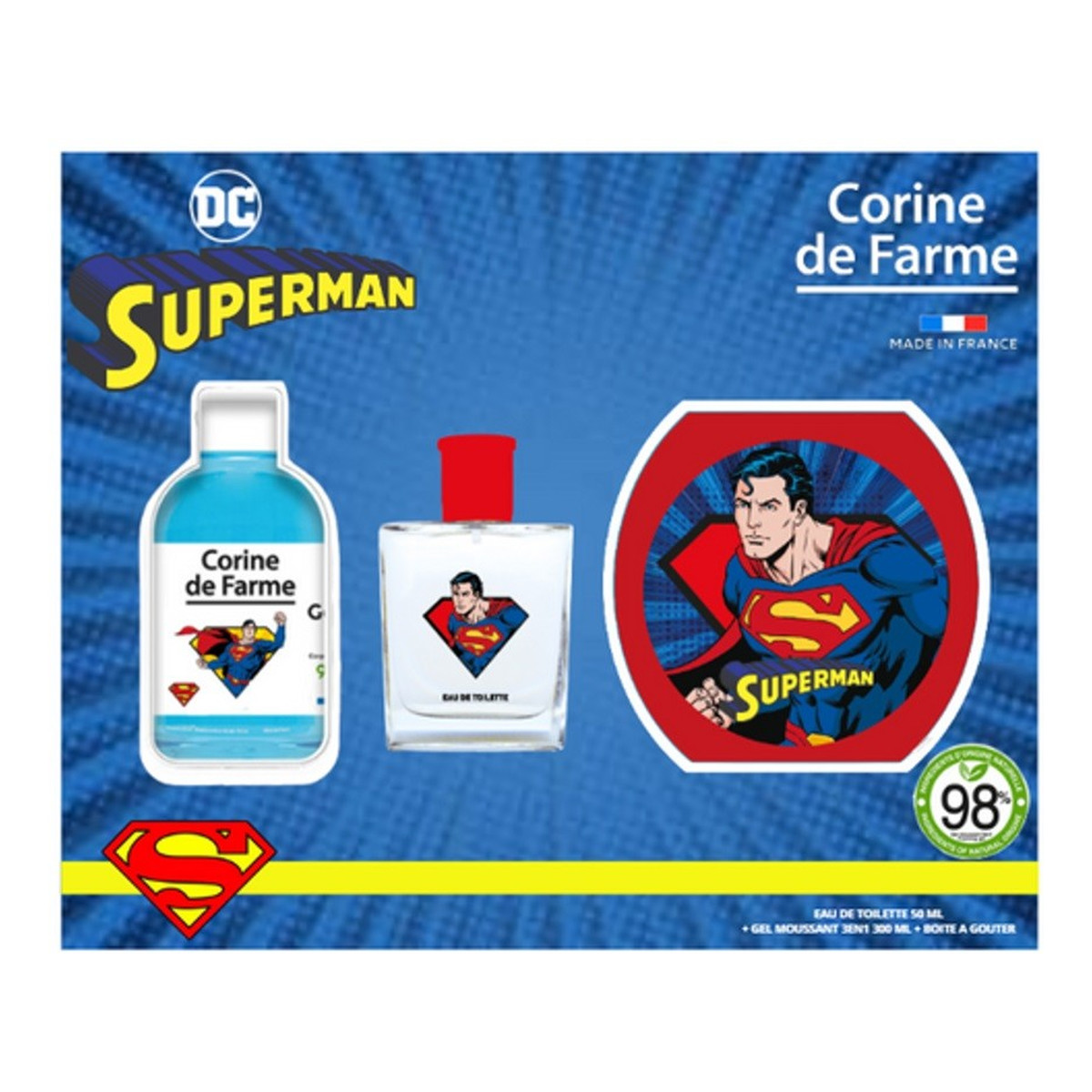 Forte Sweeden CORINE DE FARME Disney Zestaw prezentowy superman (woda toaletowa 50ml + żel pieniący 3w1 300ml + pudełko na przekąski)