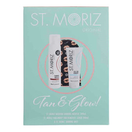 Tan & Glow Zestaw Box Medium Tanning Mousse 200ml + Fakeaway Remover Scrub Rękawica