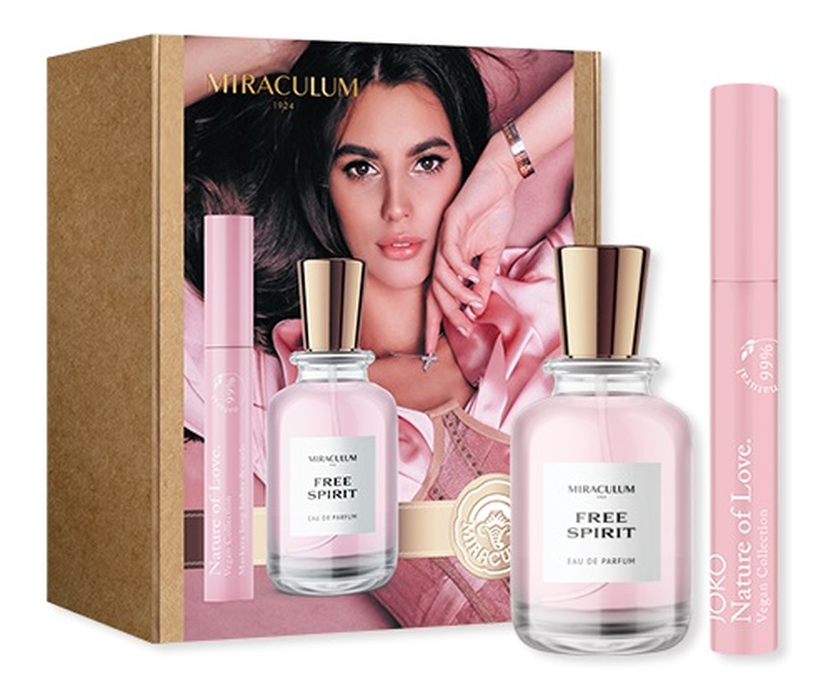 Zestaw free spirit woda perfumowana spray 50ml + nature of love vegan collection mascara tusz do rzęs black 13.5ml