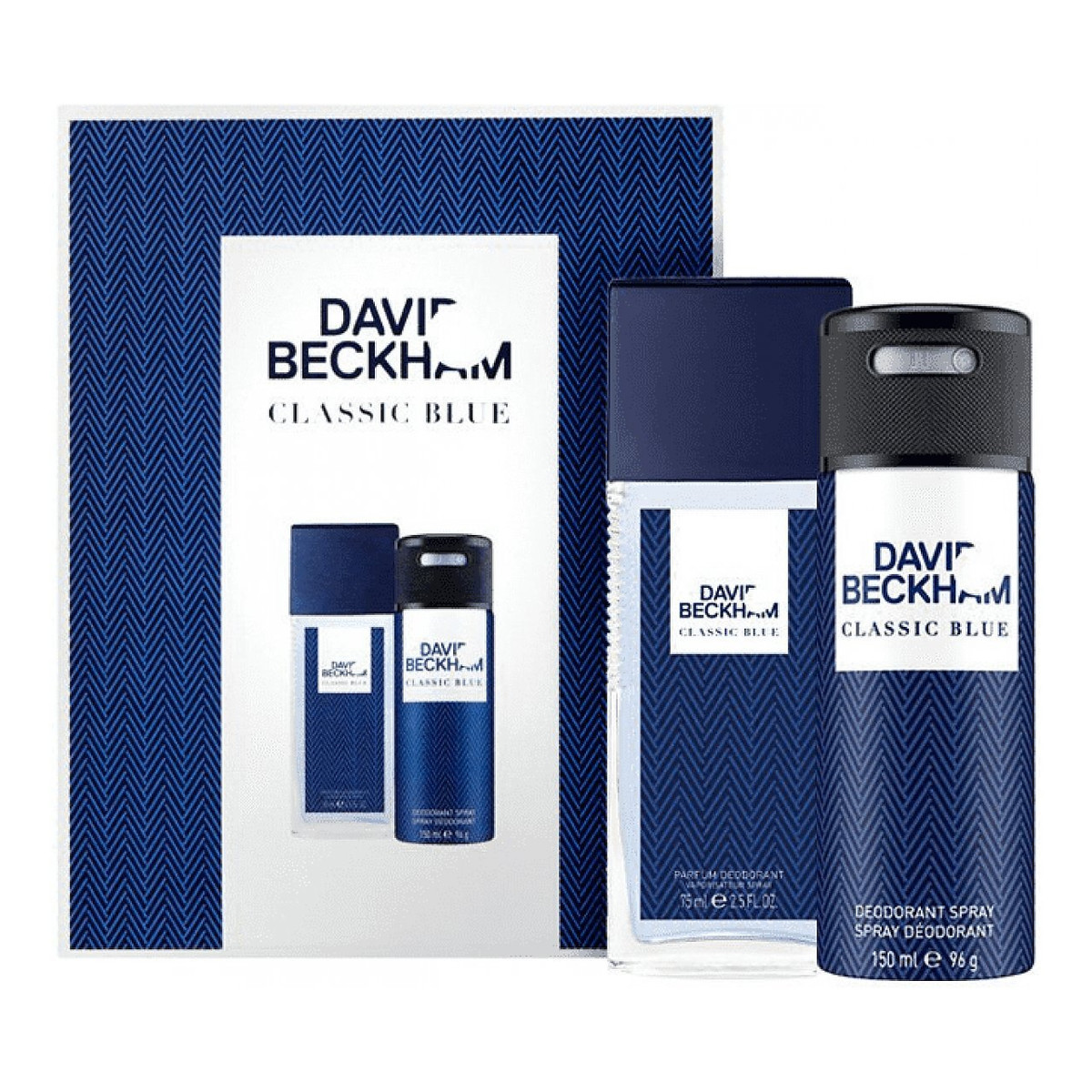David Beckham Classic Bleu zestaw dezodorant spray glass 75ml + dezodorant spray 150ml