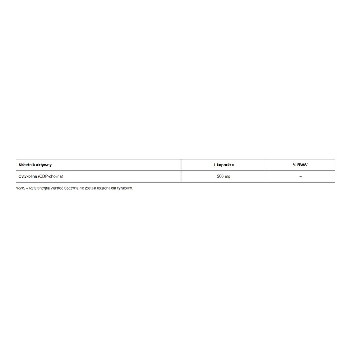 Doctor Life Cytykolina CDP-Choline 500mg suplement diety 60 Kapsułek