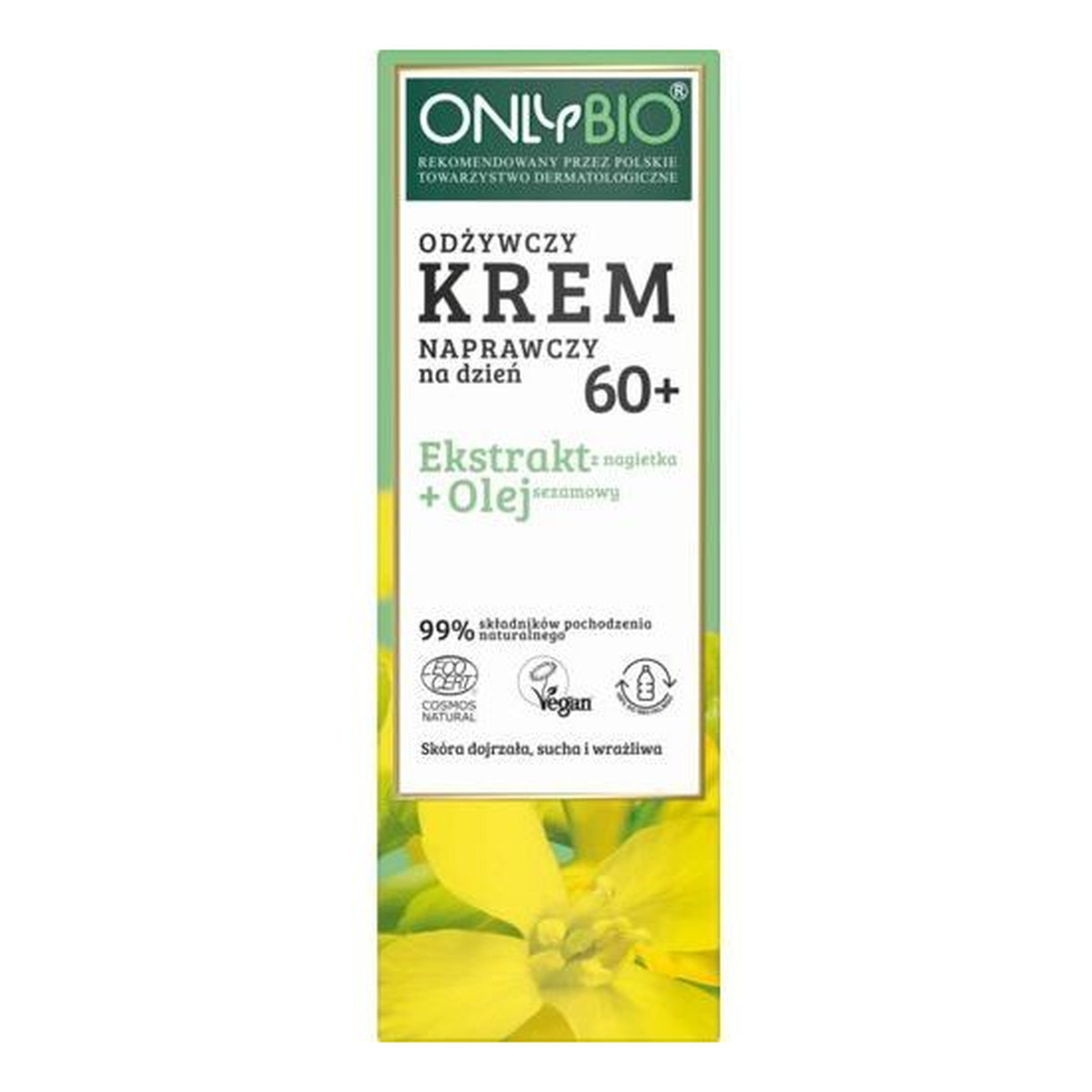 OnlyBio Odżywczy krem naprawczy na dzień 60+ ekstrakt z nagietka + olej sezamowy 50ml