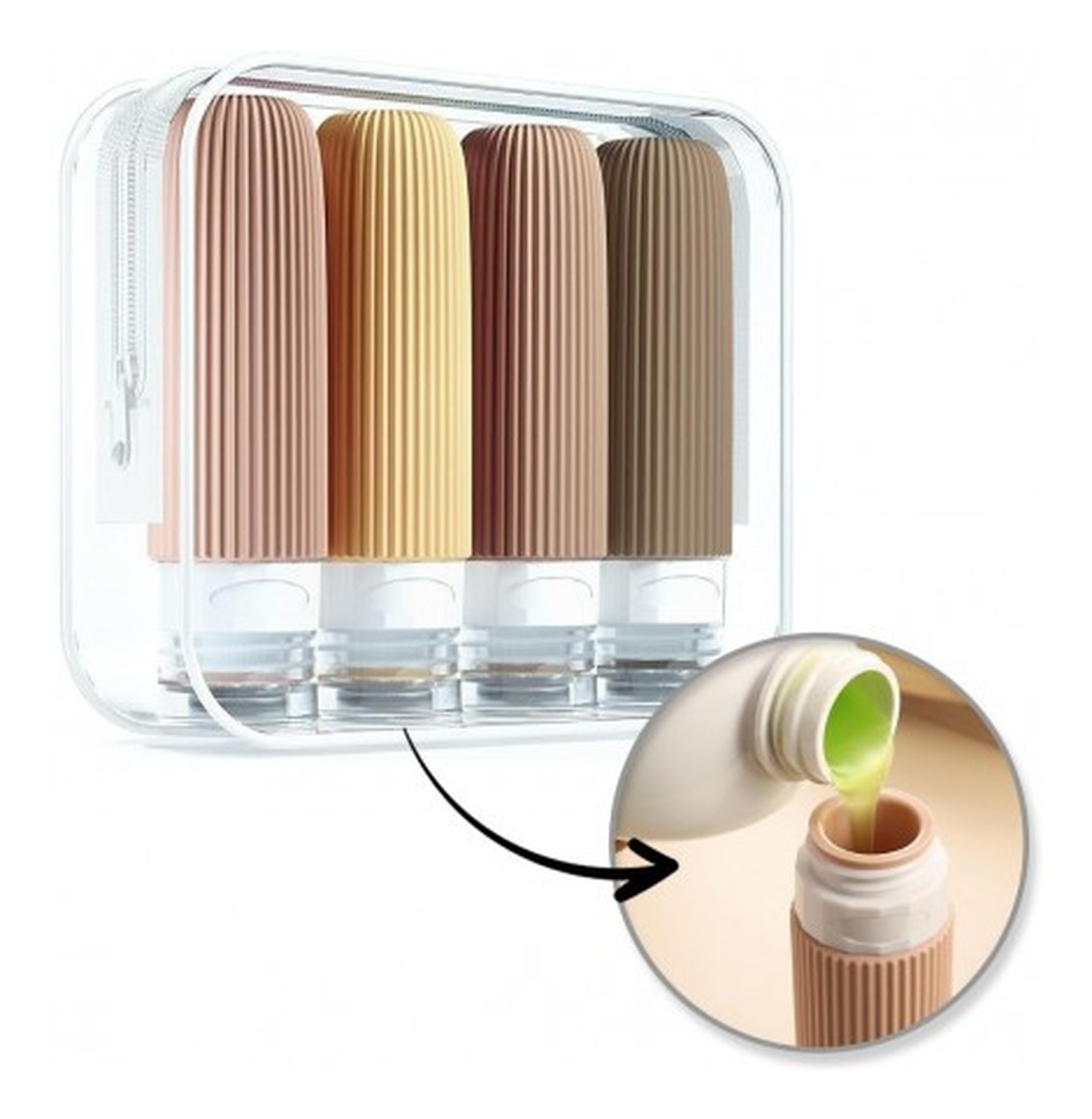 Zestaw silikonowych pojemniczków-buteleczek podróżnych 4w1 90 ml ks137wz2