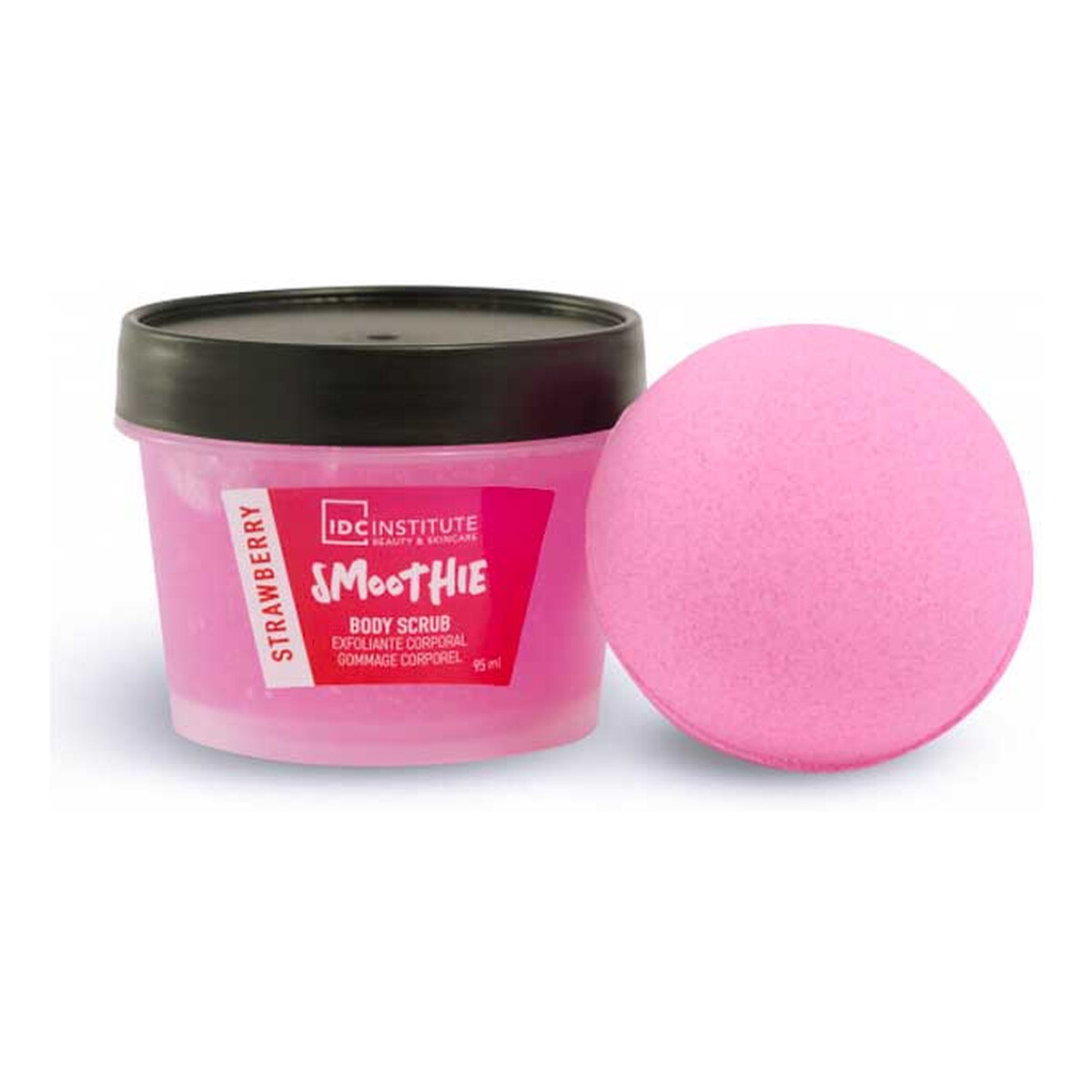 IDC Smoothie Strawberry Smoothie Mini Zestaw do Kąpieli Kula i Scrub Truskawkowy Zapach