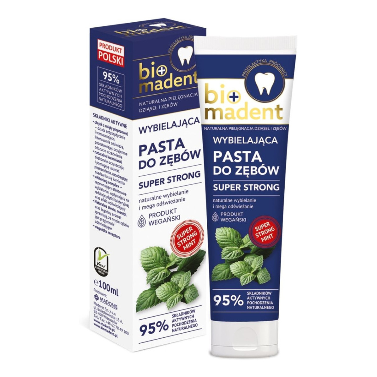 Bio Madent Pasta wybielająca Super Strong Pasta wspiera codzienną pielęgnację zębów i dziąseł 100ml