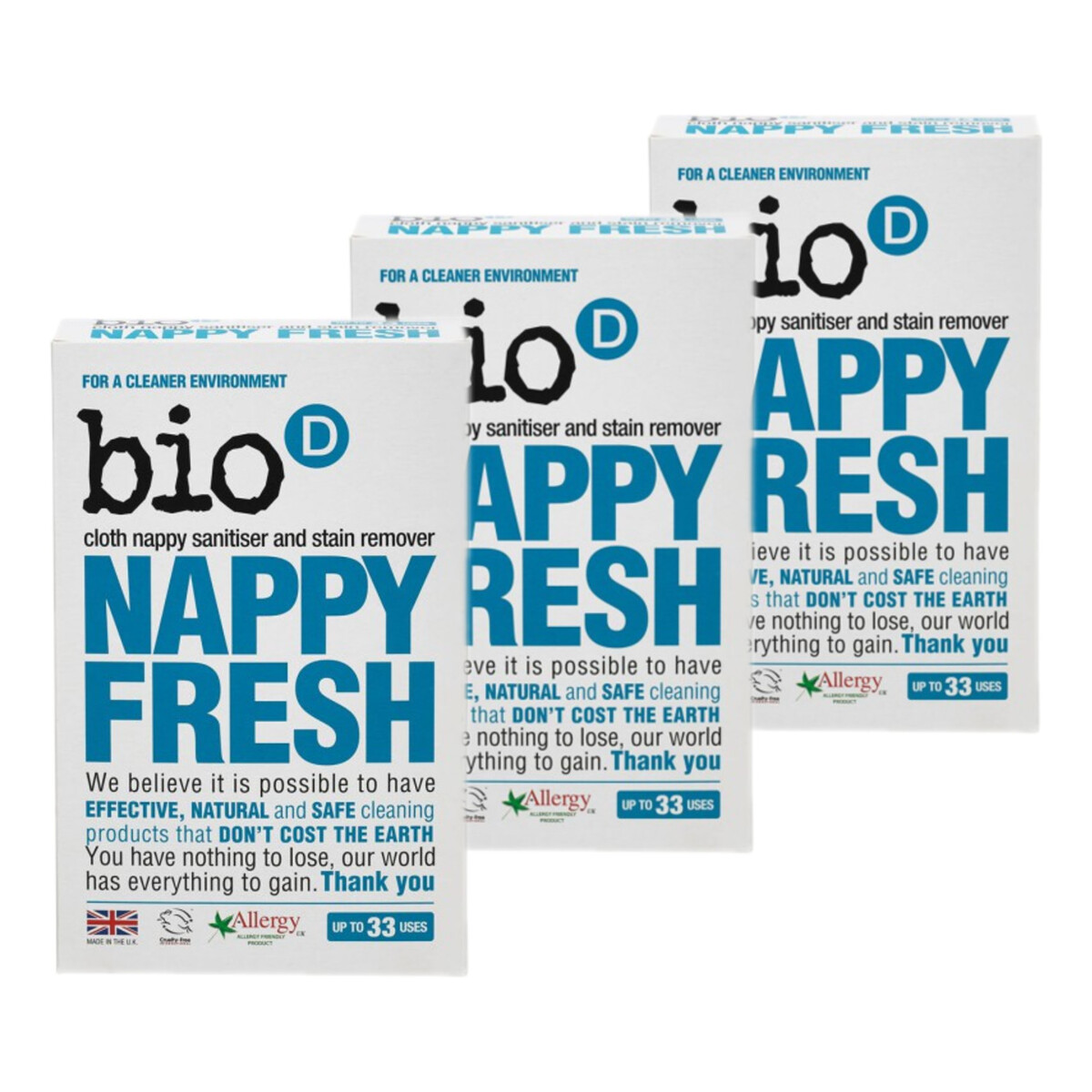 Bio-D Nappy Fresh Dodatek antybakteryjny do proszku do prania pieluch 3x500g