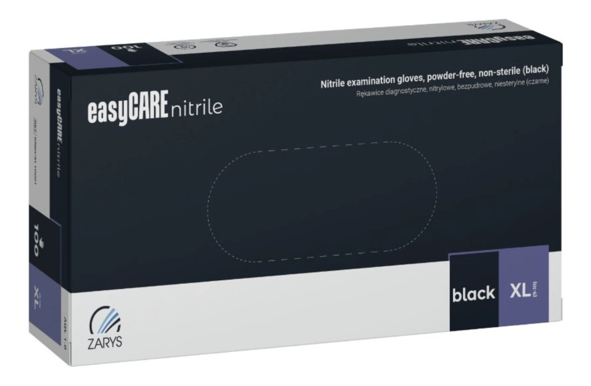 Rękawice diagnostyczne nitrylowe bezpudrowe niesterylne czarne XL 100szt.