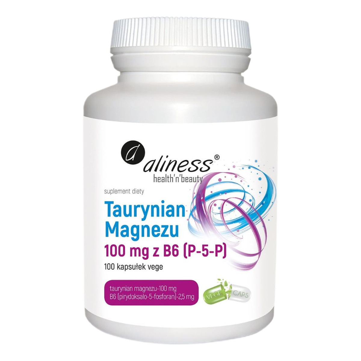 Aliness Taurynian magnezu 100mg z b6 suplement diety 100 kapsułek