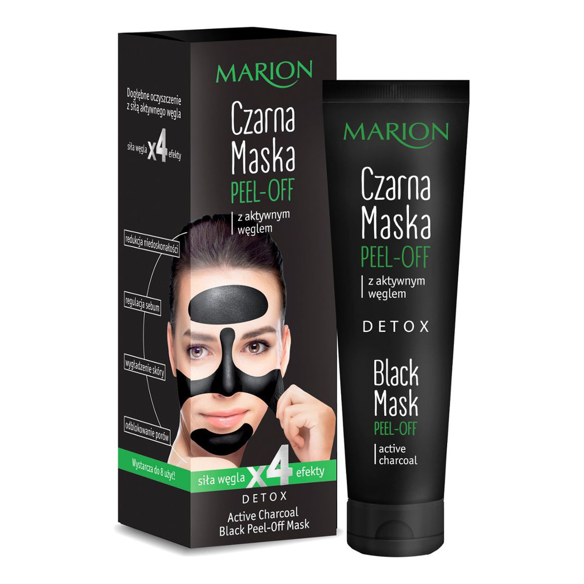 Marion Detox Czarna maska do twarzy z aktywnym weglem 25g