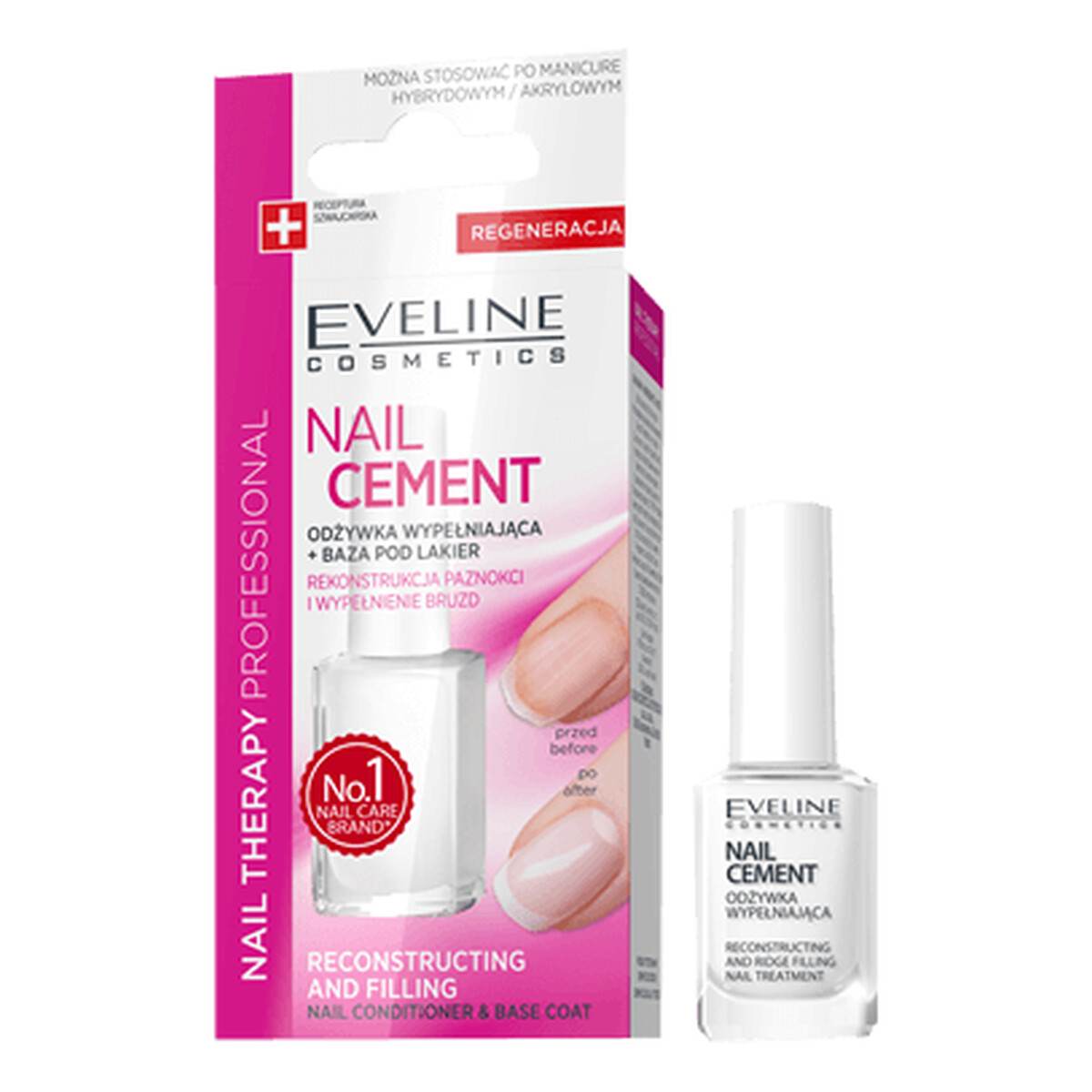 Eveline Nail Cement odżywka wypełniająca + baza pod lakier 12ml