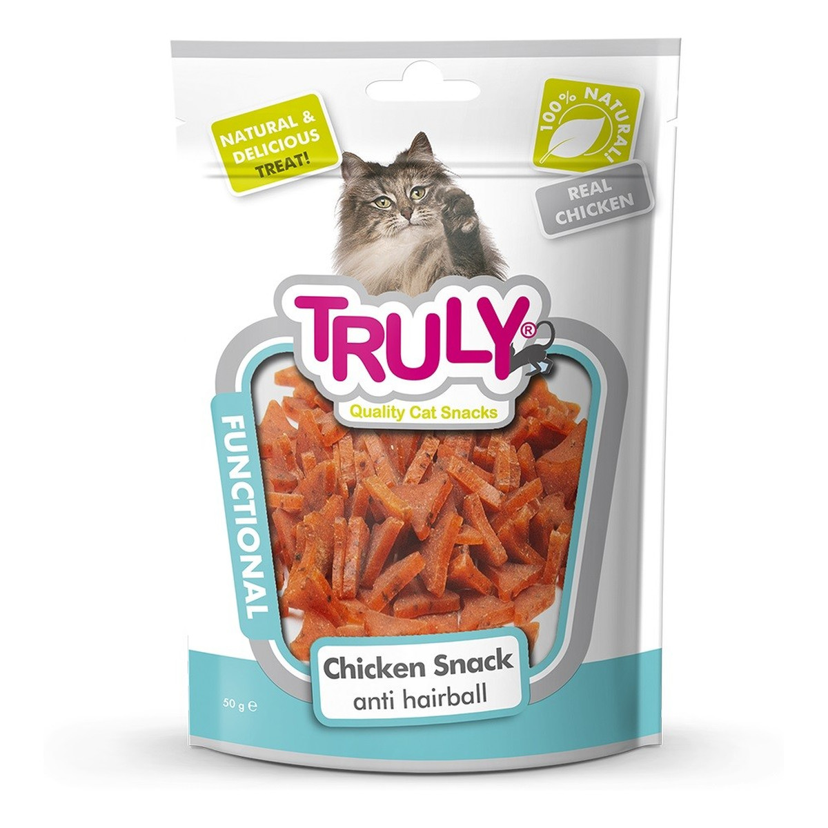 Truly Cat snacks przekąski dla kota functional-kawałki kurczaka i tauryna (antykłaczkowa) 50g