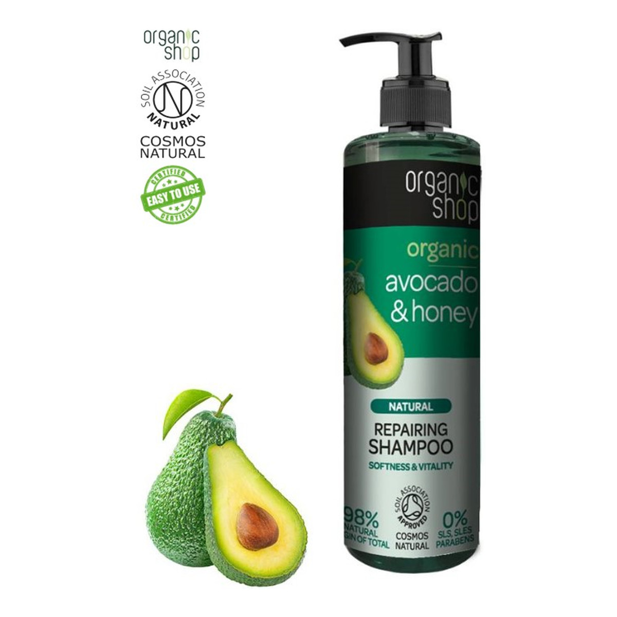 Organic Shop Szampon Regenerujący do włosów Organiczne Avocado & Honey 280ml