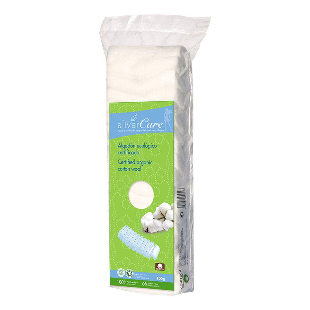 MASMI Silver Care Organiczna wata w formie taśmy zig-zag 100% bawełny organicznej 100g