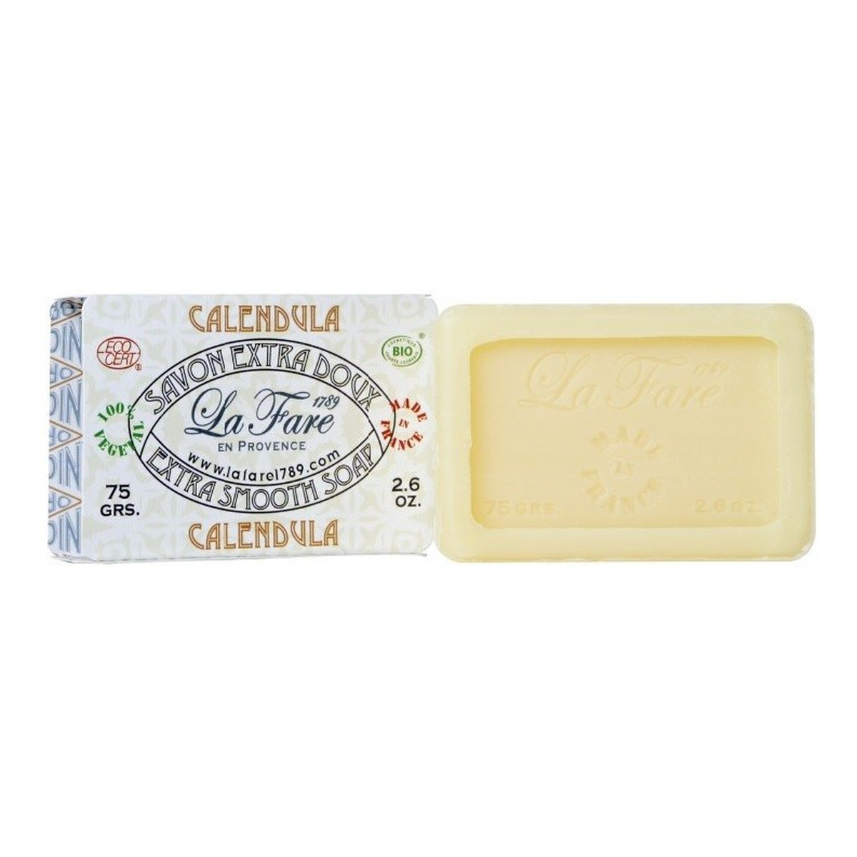 La Fare 1789 Extra Smooth Soap Organiczne Mydło Pielęgnacyjne Nagietkowe Calendula 75g