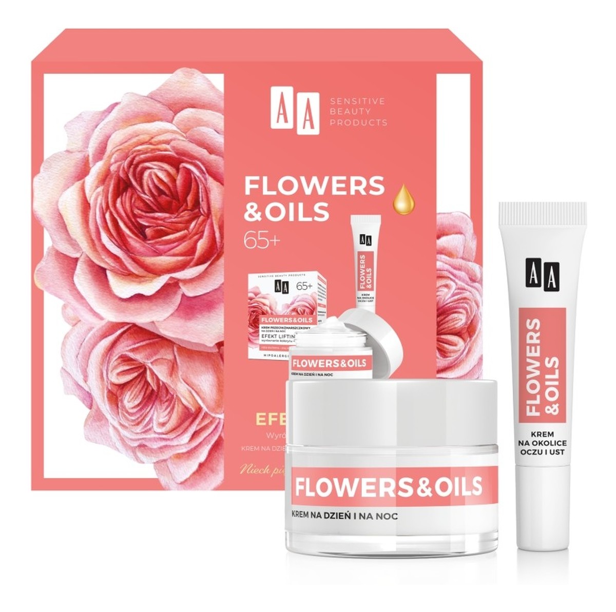 Zestaw prezentowy flowers & oils efekt liftingu 65+ 1op.