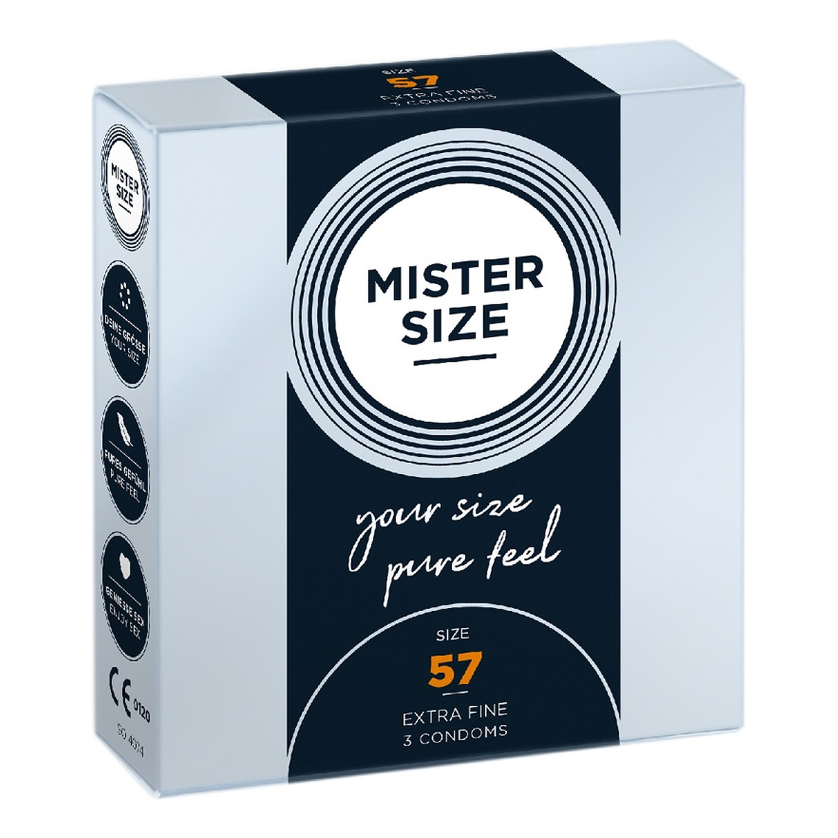 Mister Size Condoms prezerwatywy dopasowane do rozmiaru 57mm 3szt.