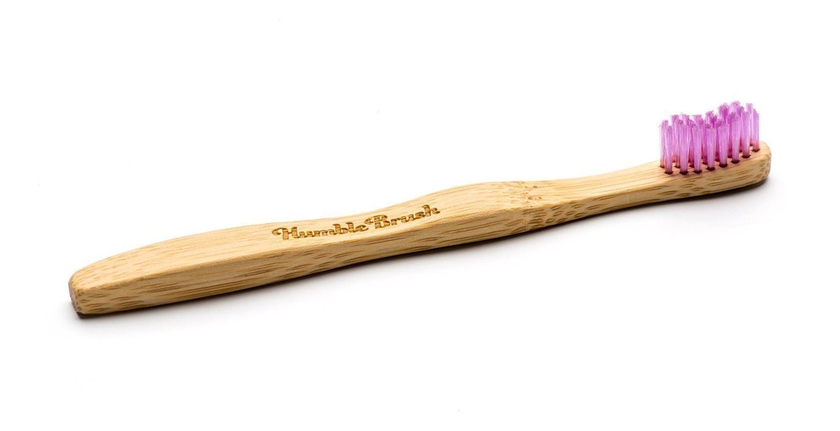 bambusowa Szczoteczka do zębów dla dzieci różowa 14,5cm