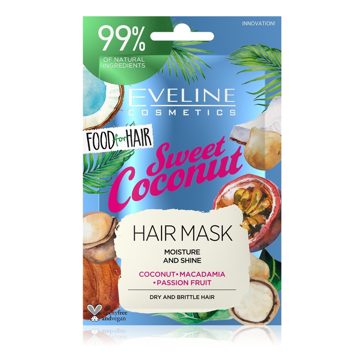 Eveline Food for Hair Sweet Coconut Maska do włosów normalnych i cienkich - nawilżenie i połysk 20ml