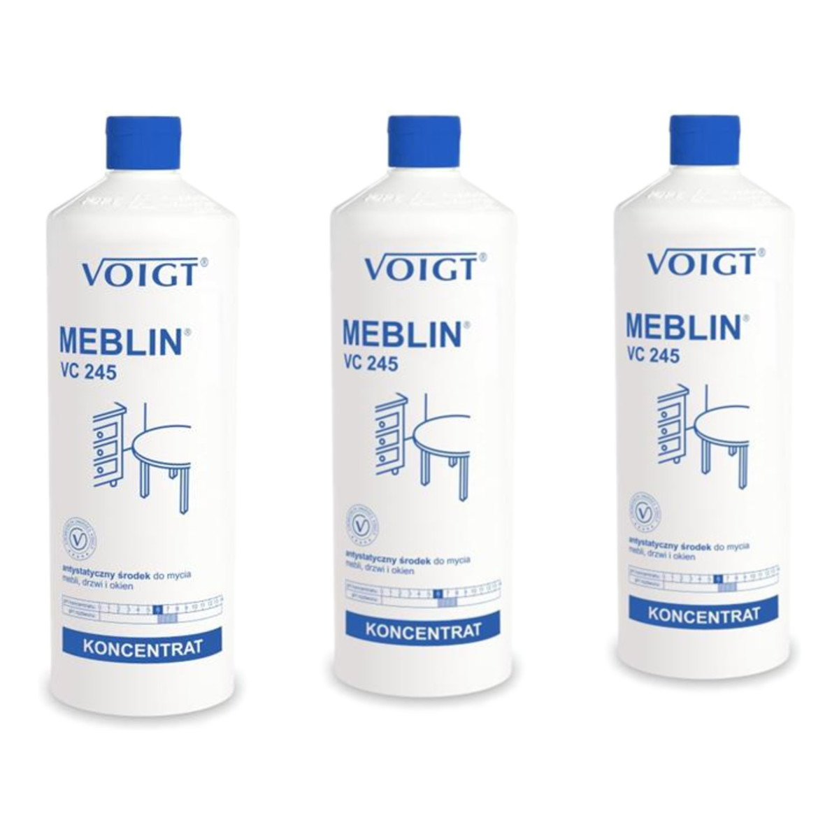 Voigt Meblin Antystatyczny Środek do mycia mebli drzwi I okien VC245 3x1L