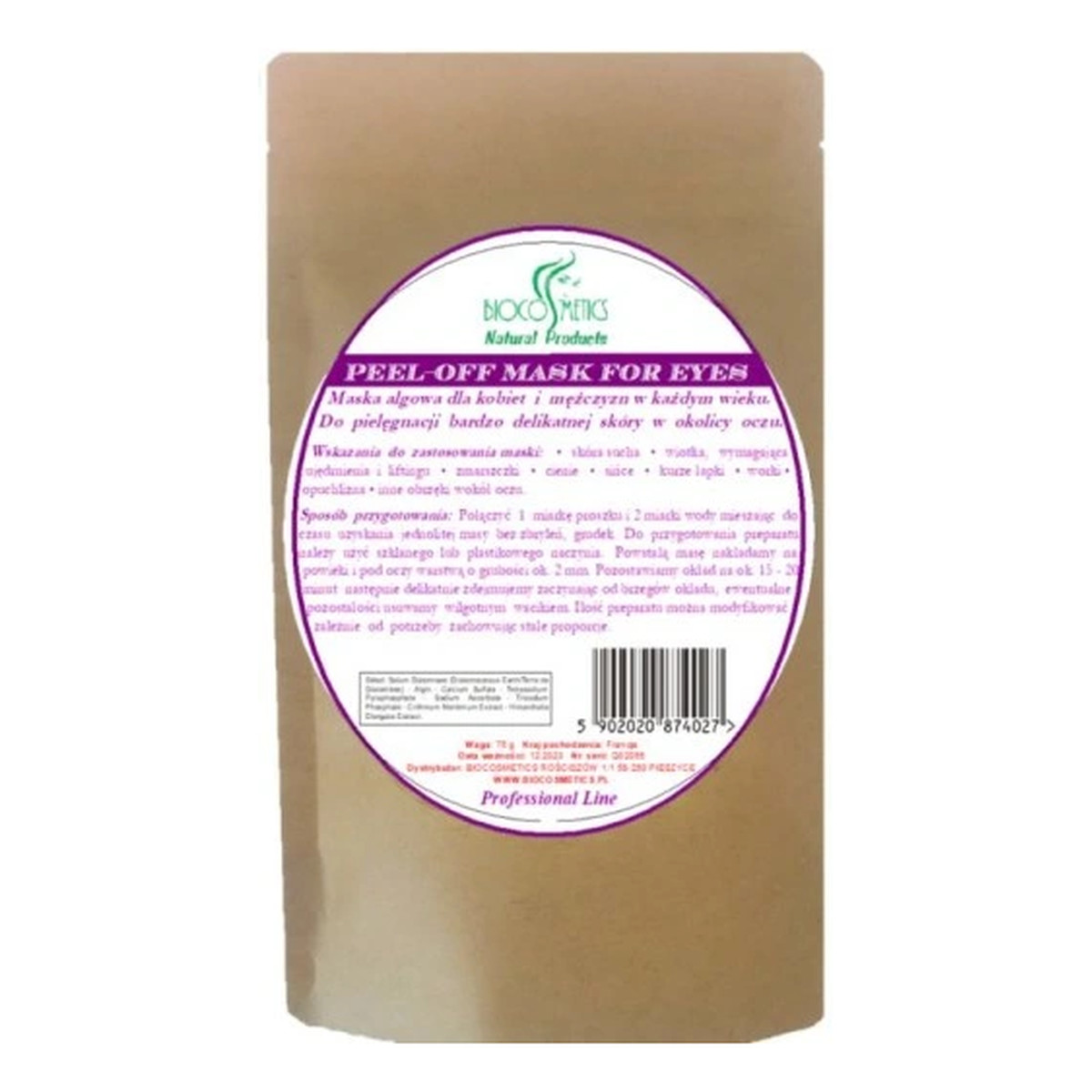 Biocosmetics Professional Line Maseczka Algowa Na Okolice Oczu 75g