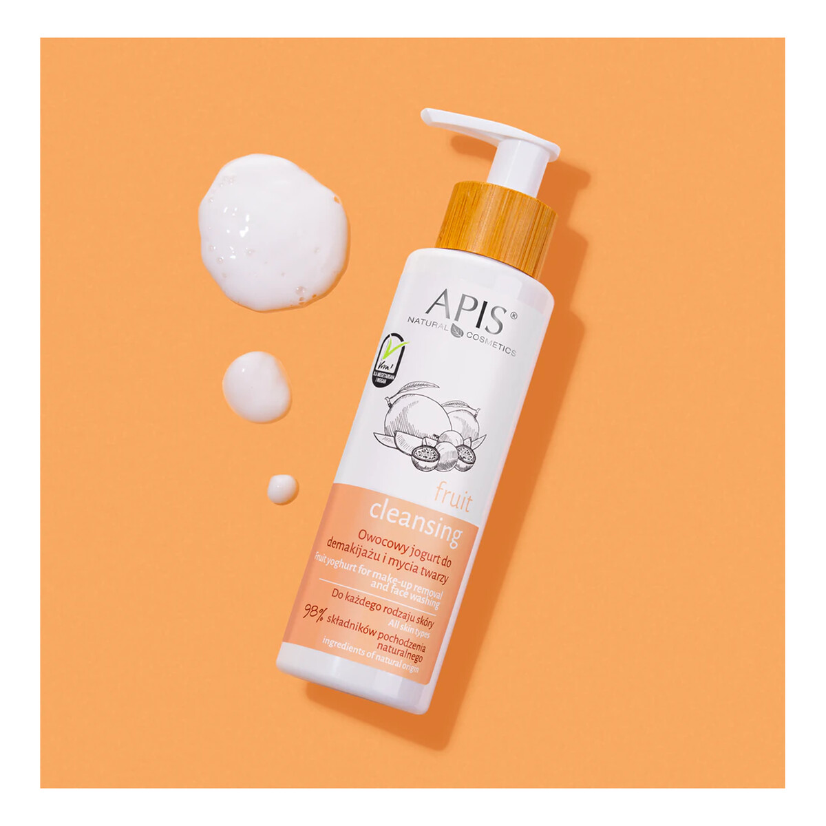 Apis Fruit Cleansing owocowy jogurt do demakjażu i mycia twarzy dla każdego rodzaju skóry 150ml