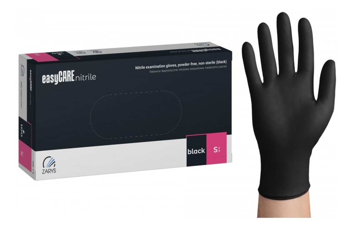 Rękawice diagnostyczne Nitrylowe bezpudrowe niesterylne czarne S 100szt.