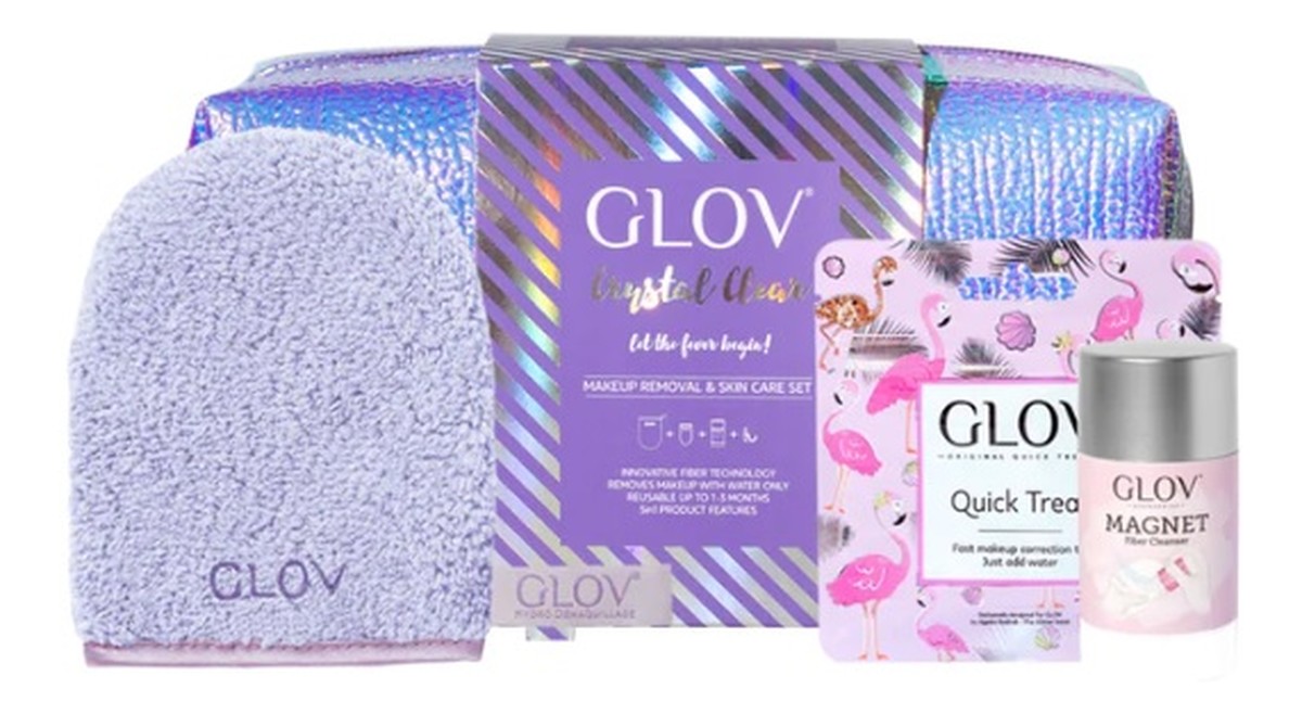 Zestaw on-the-go do demakijażu + quick treat do korekt makijażu + magnet cleanser do czyszczenia rękawic i pędzli + kosmetyczka