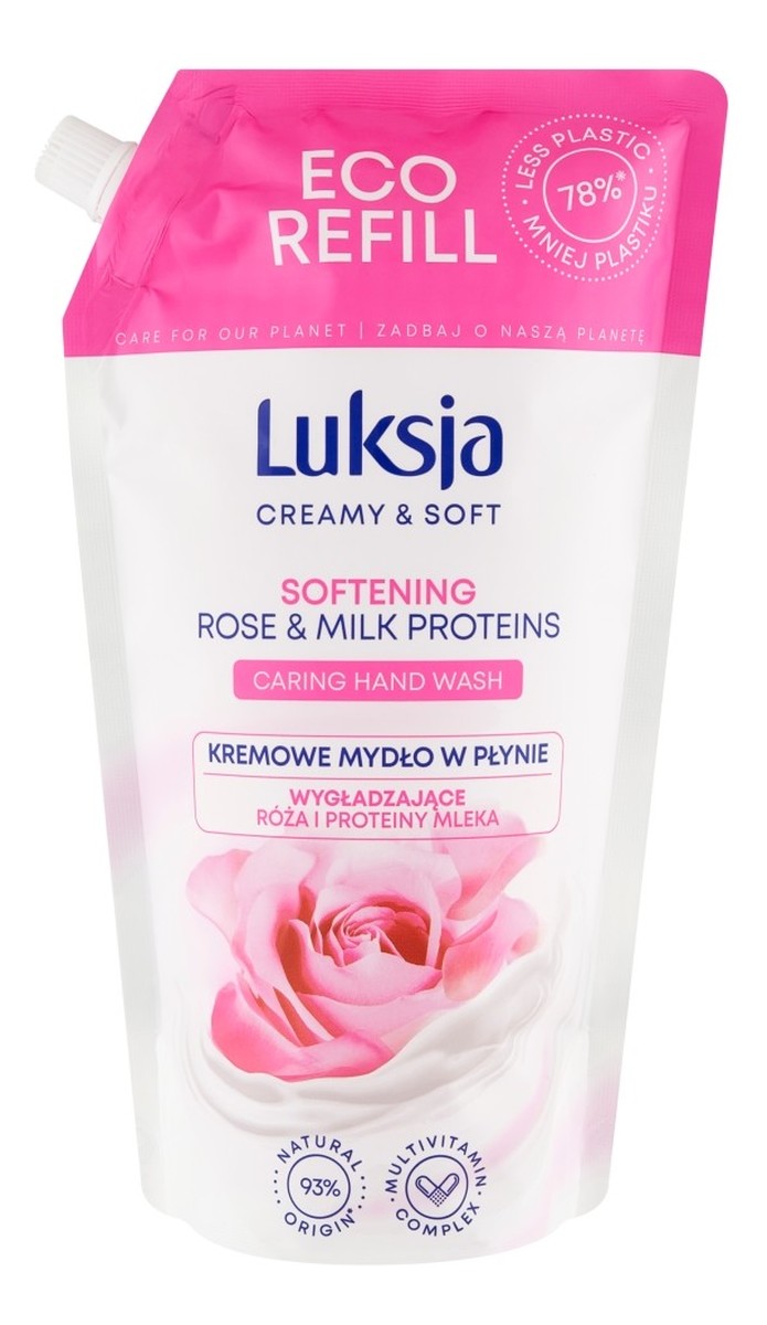 Kremowe wygładzające mydło w płynie róża i proteiny mleka-zapas