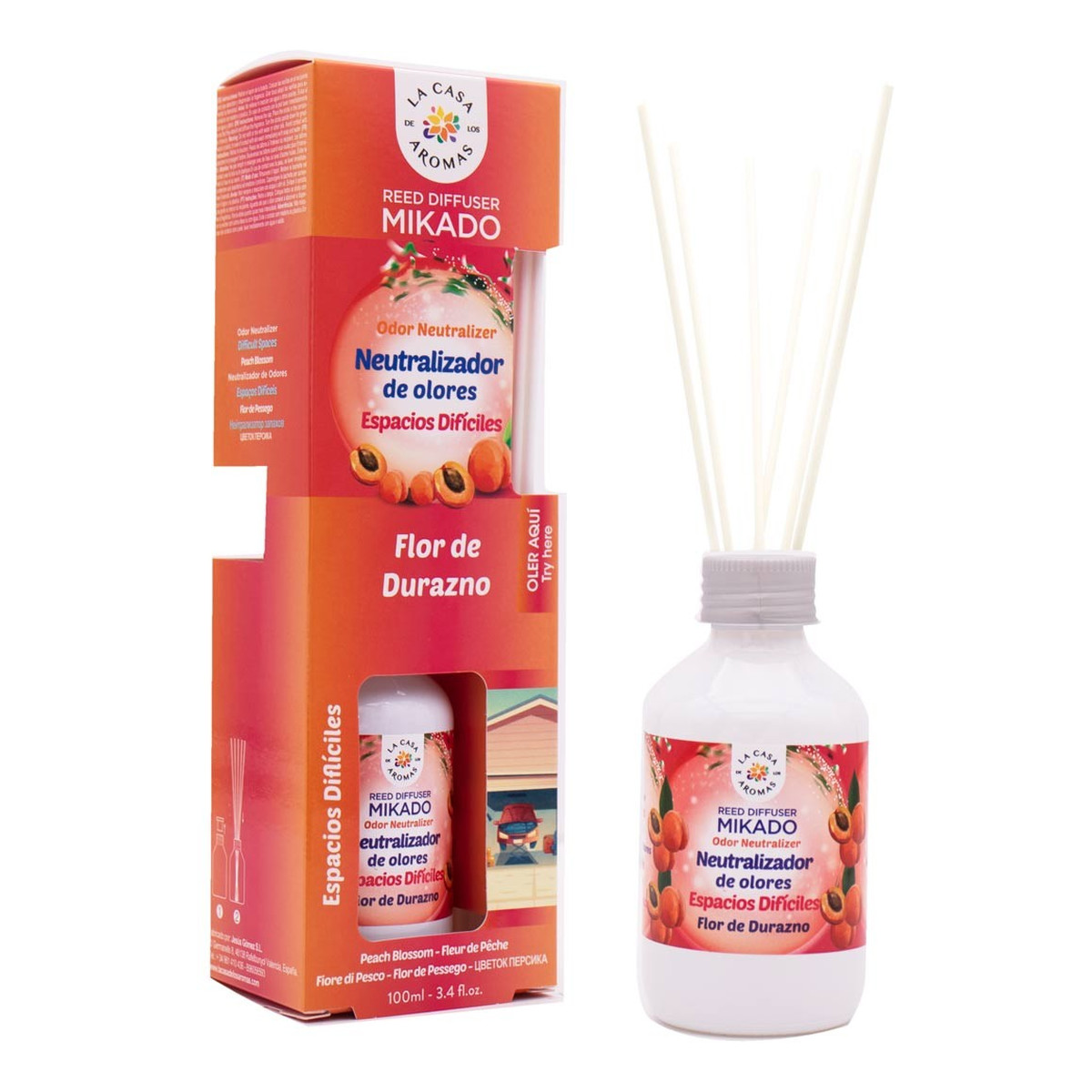La Casa De Los Aromas Speciall odor neutralizer reed diffuser difficult spaces patyczki zapachowe kwiat brzoskwini 100ml