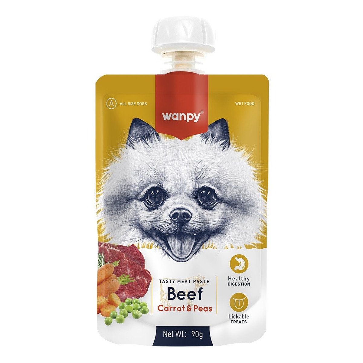 Wanpy Dogs Kremowa pasta dla psów-beef,carrot&peas (wołowina z marchewką i groszkiem) 90g
