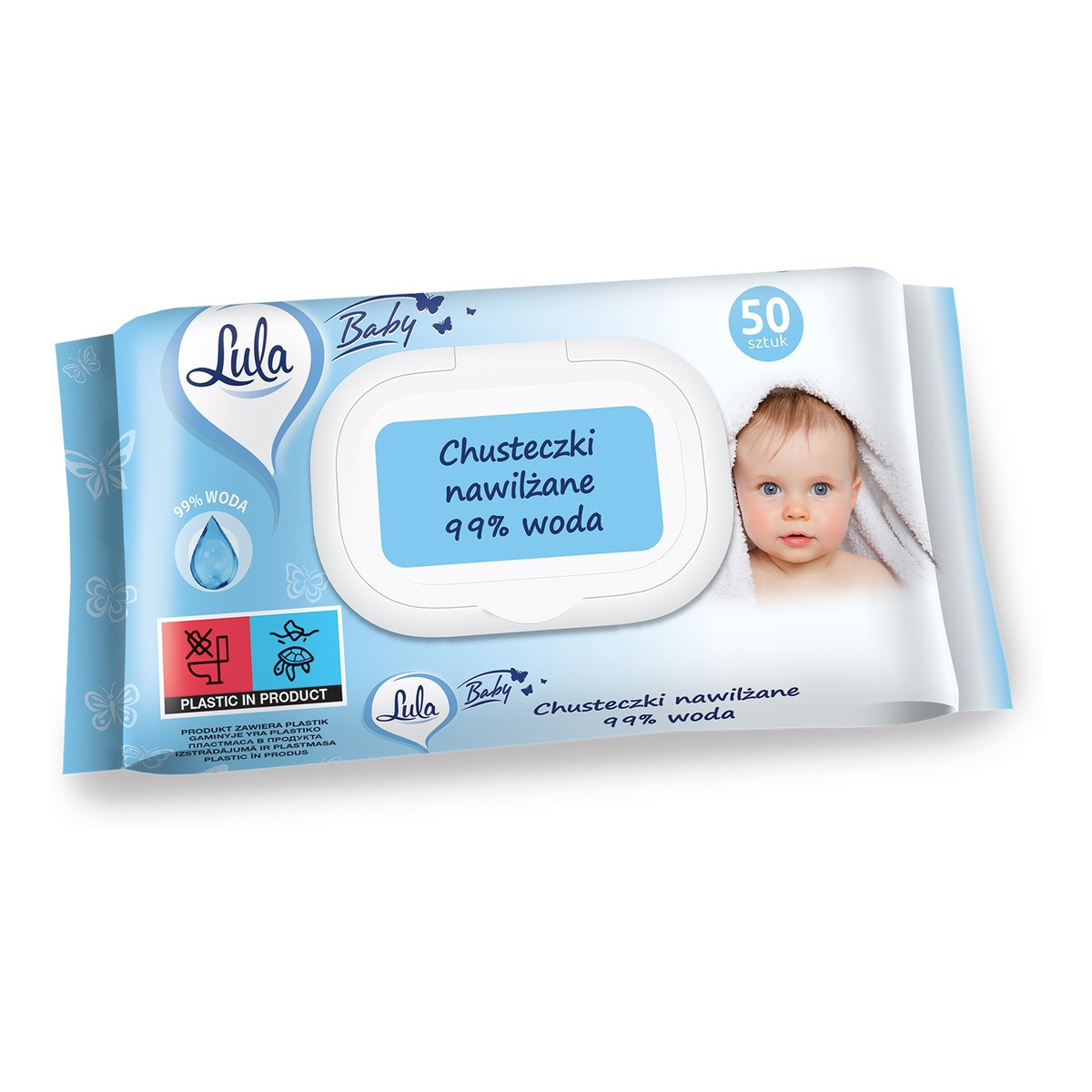 Lula Baby Chusteczki nawilżane dla niemowląt i dzieci-99% wody 1op.-50szt