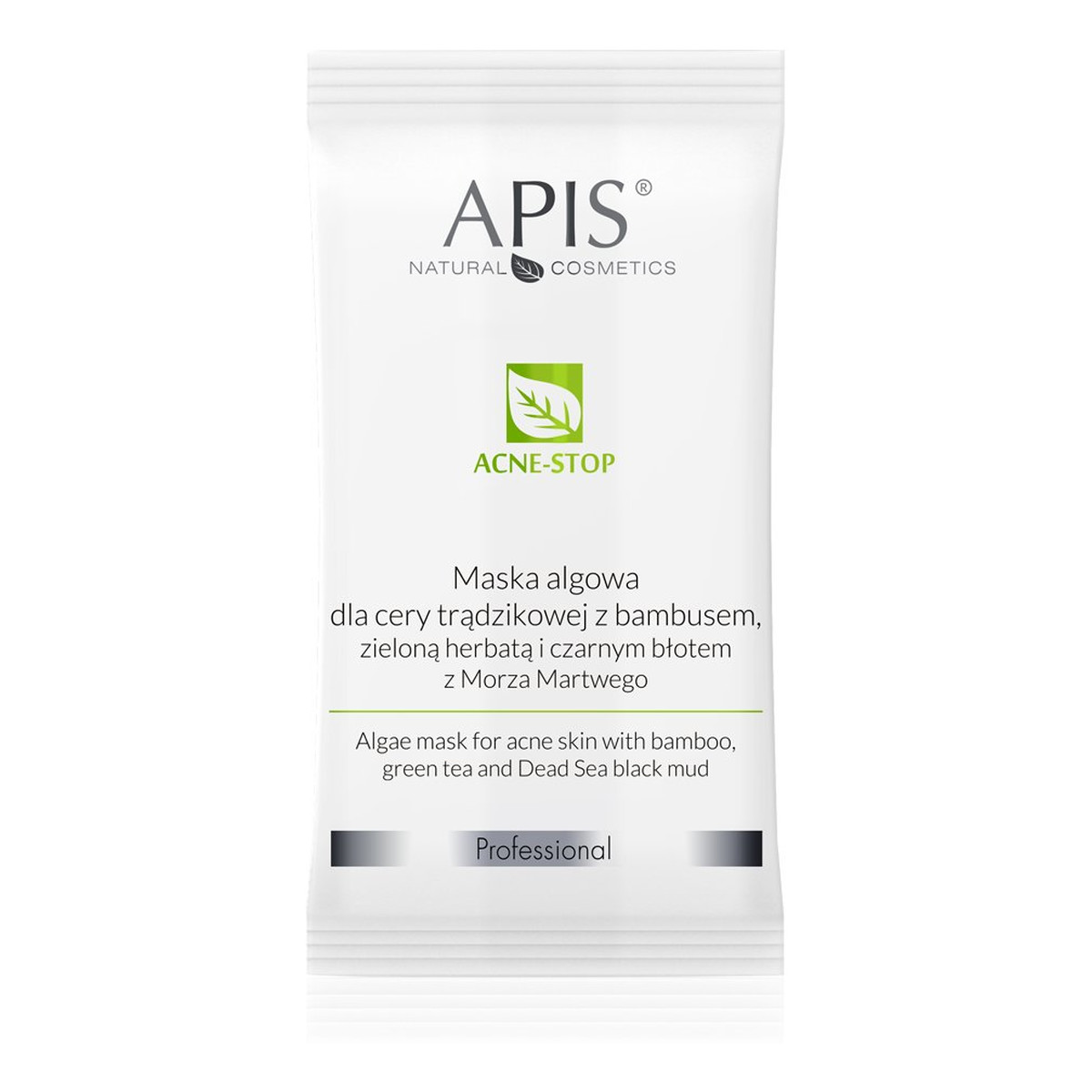 Apis Acne-Stop maska algowa dla cery trądzikowej z bambusem zieloną herbatą i czarnym błotem z Morza Martwego 20g