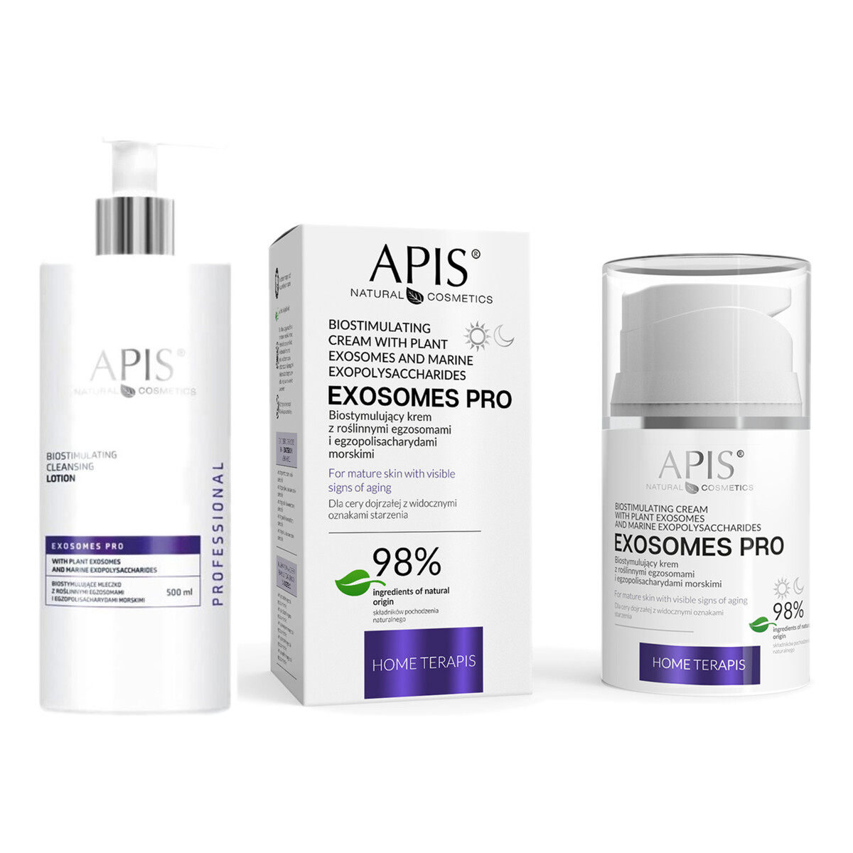Apis Exosomes Pro Biostymulujący Krem 50ml + Mleczko z roślinnymi egzosomami 500ml