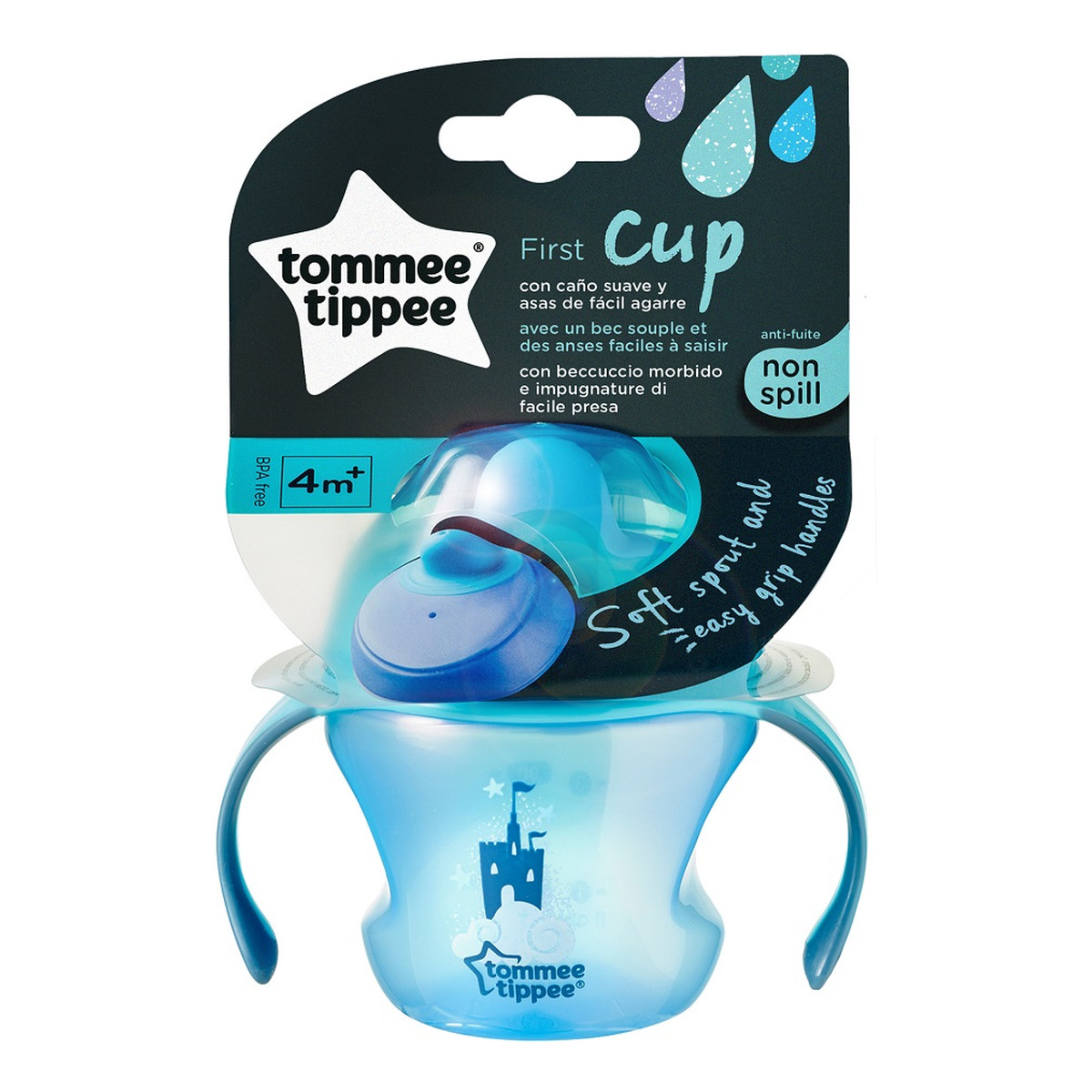 Tommee Tippee First cup pierwszy kubek z uchwytami 4m+ niebieski 150ml