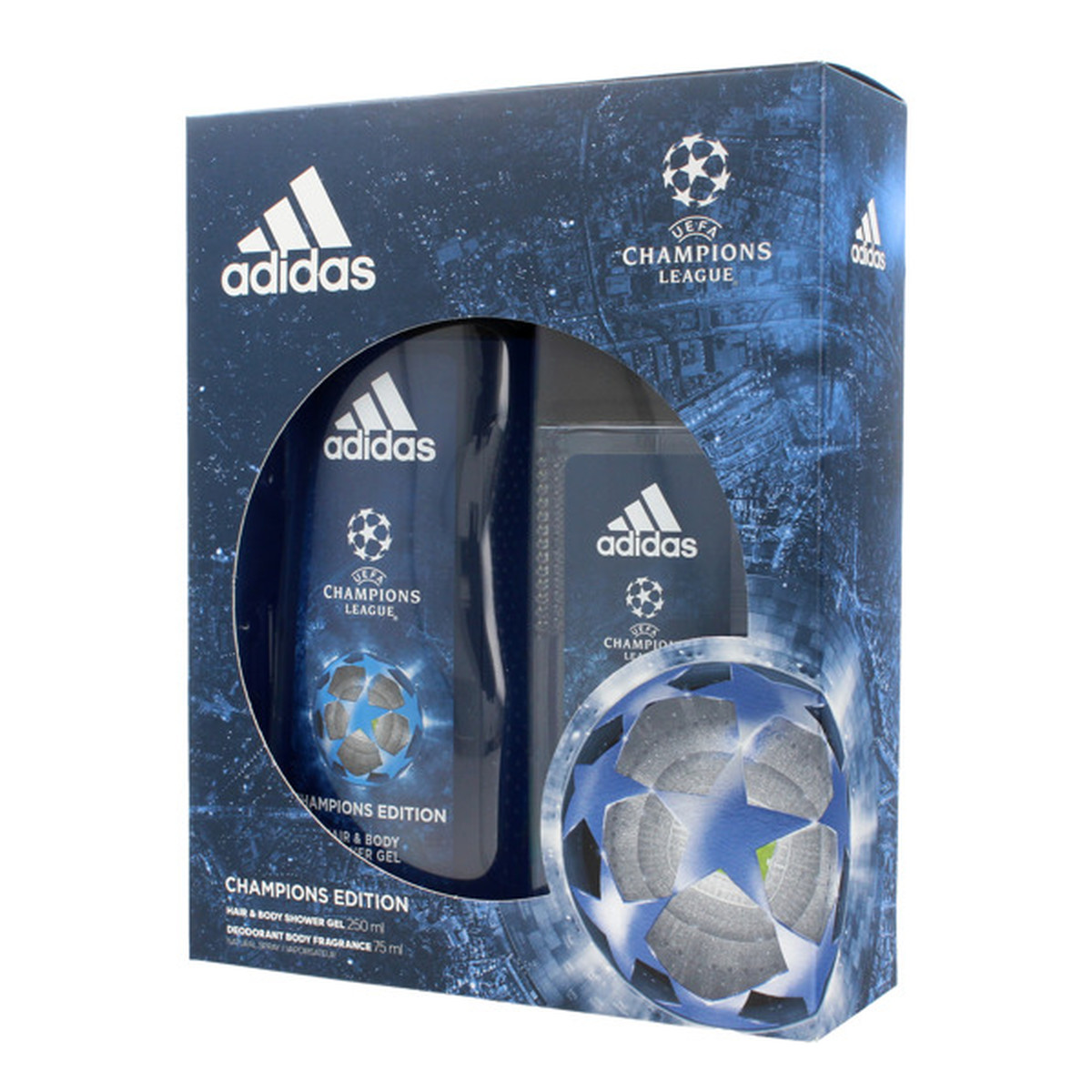 Adidas UEFA Champions League Zestaw prezentowy (żel pod prysznic 2w1 250ml+dezodorant 75ml)