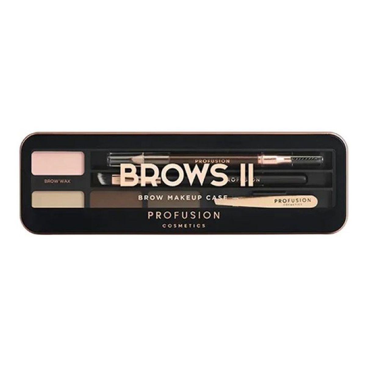 Profusion Zestaw Brows 2 Makeup Case Display cienie do brwi + kredka do brwi + pędzelek + pęseta