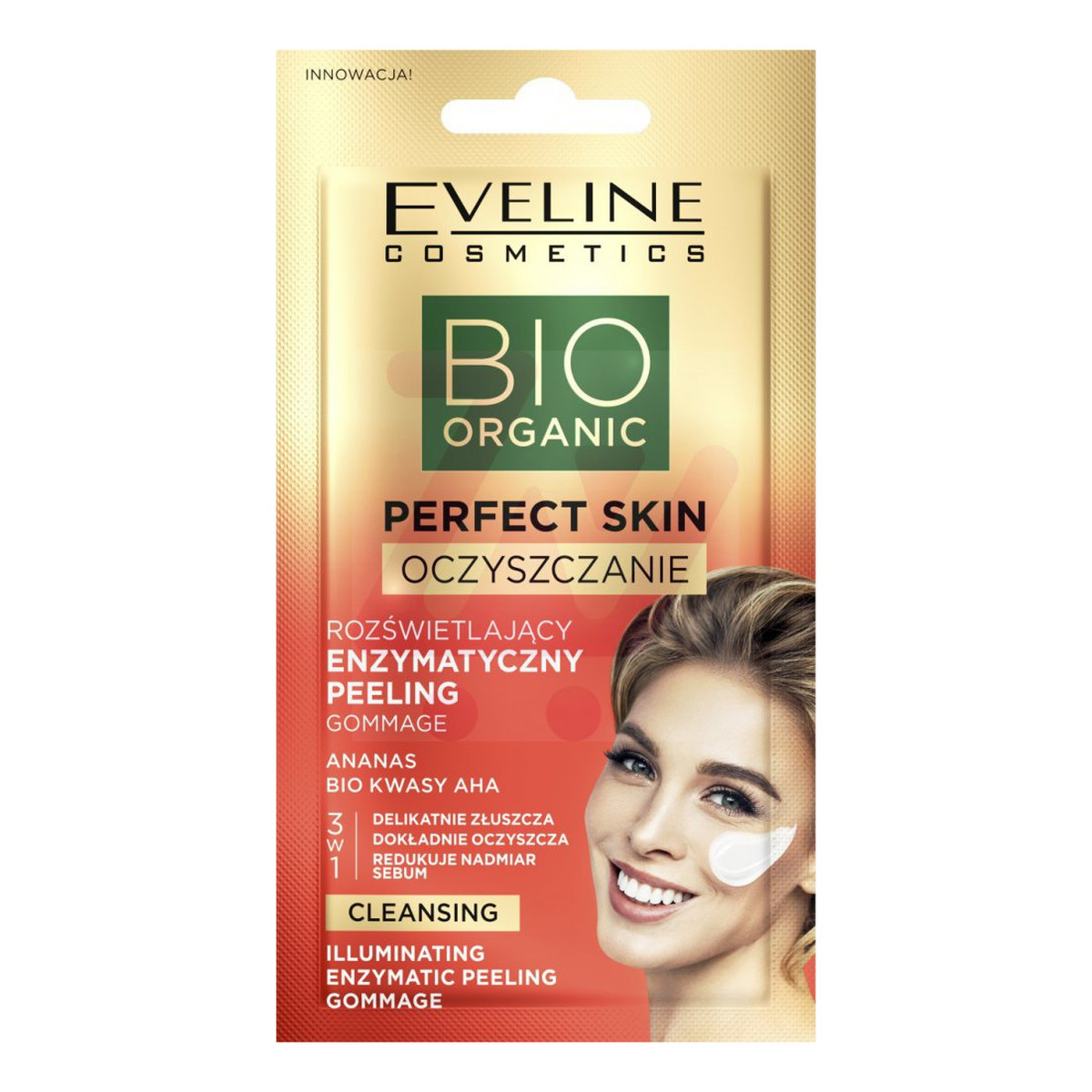 Eveline Bio Organic Perfect Skin Rozświetlający Enzymatyczny Peeling z bio kwasami AHA i ananasem 8ml