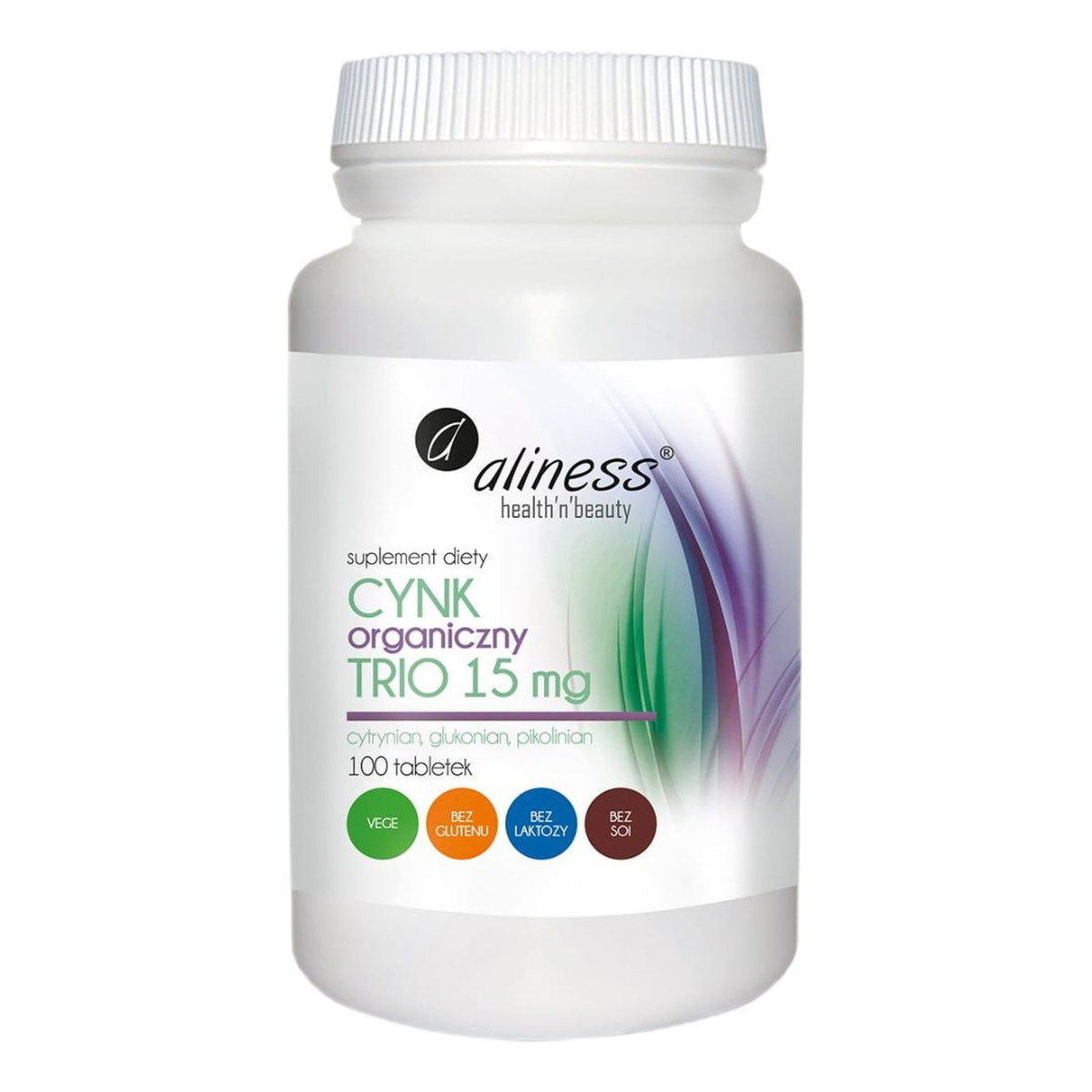 Aliness Cynk organiczny trio 15mg suplement diety 100 tabletek
