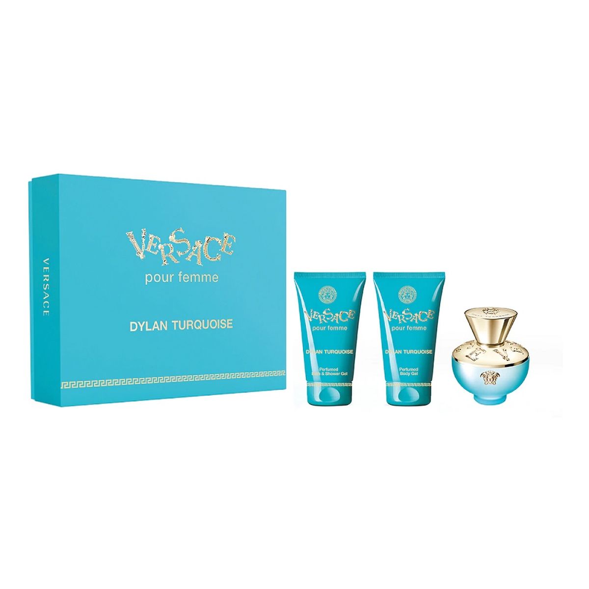 Versace Dylan Turquoise Pour Femme Zestaw woda toaletowa spray 50ml + żel pod prysznic 50ml + balsam do ciała 50ml