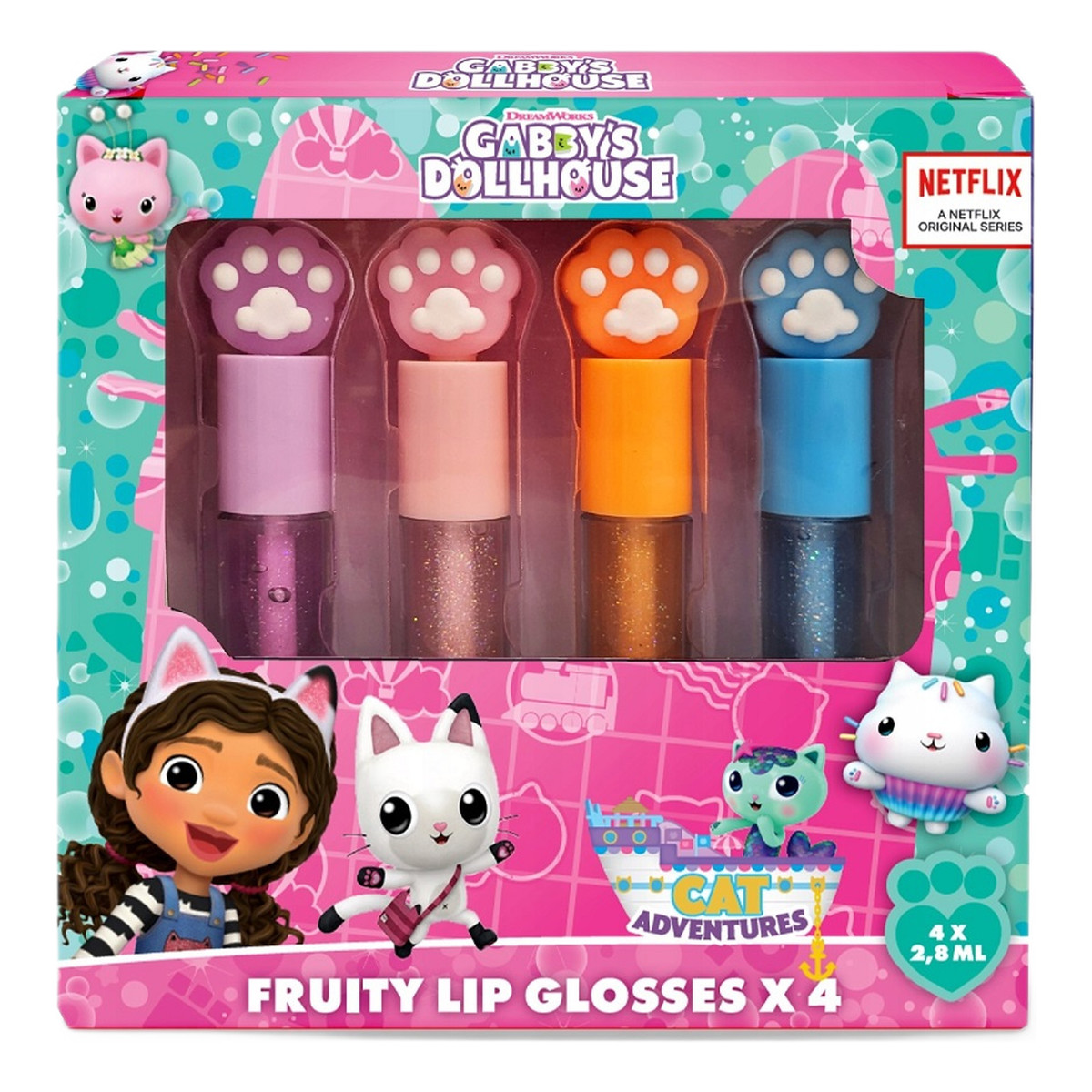 Gabby's Dollhouse Fruity Lip Glosses Zestaw błyszczyków do ust 4x2.8ml 11.2ml