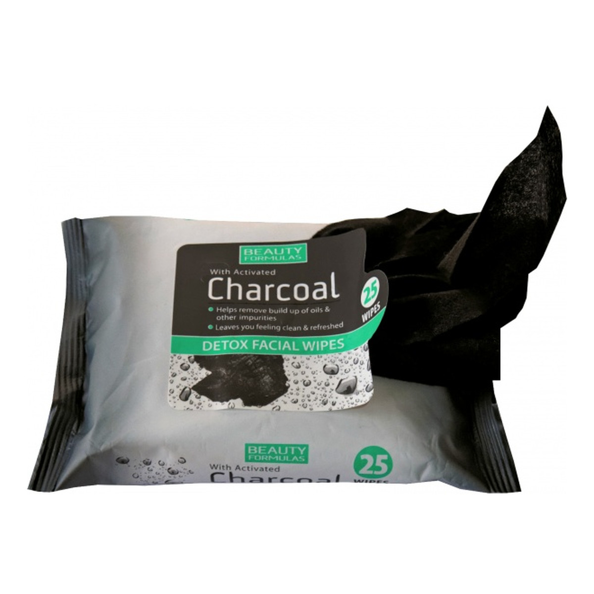 Beauty Formulas Charcoal chusteczki oczyszczające z aktywnym węglem 25 szt.