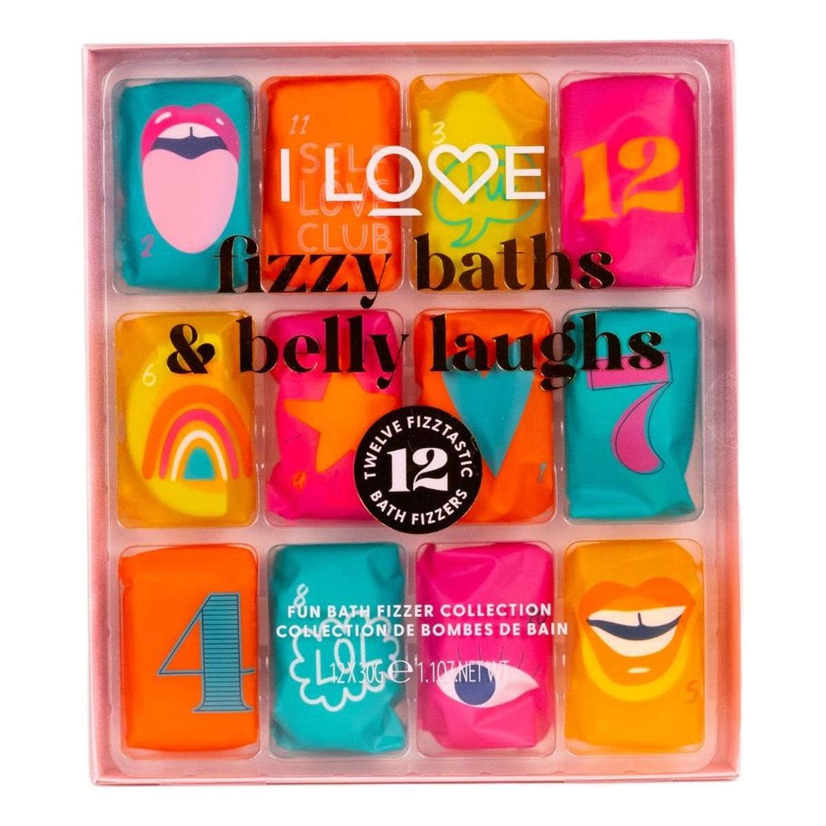 I love Fizzy Baths Belly Laughs Zestaw kulek do kąpieli 12x30g