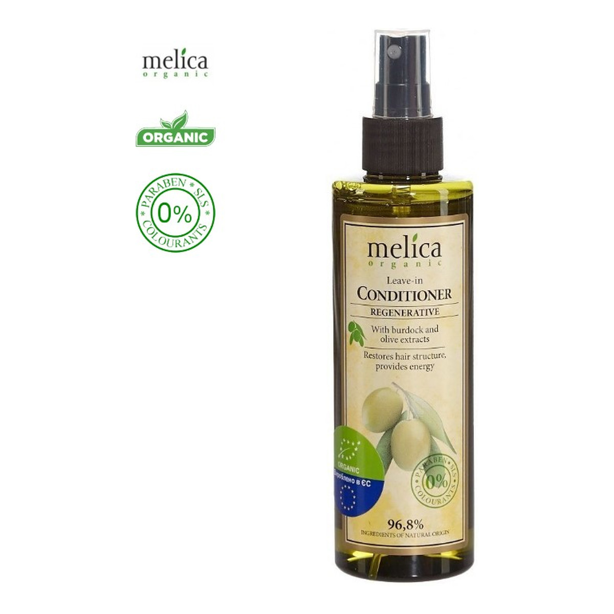 Melica Organic Odżywka organiczna do włosów wzmacniająca w Sprayu z ekstraktem z łopianu i oliwek 200ml
