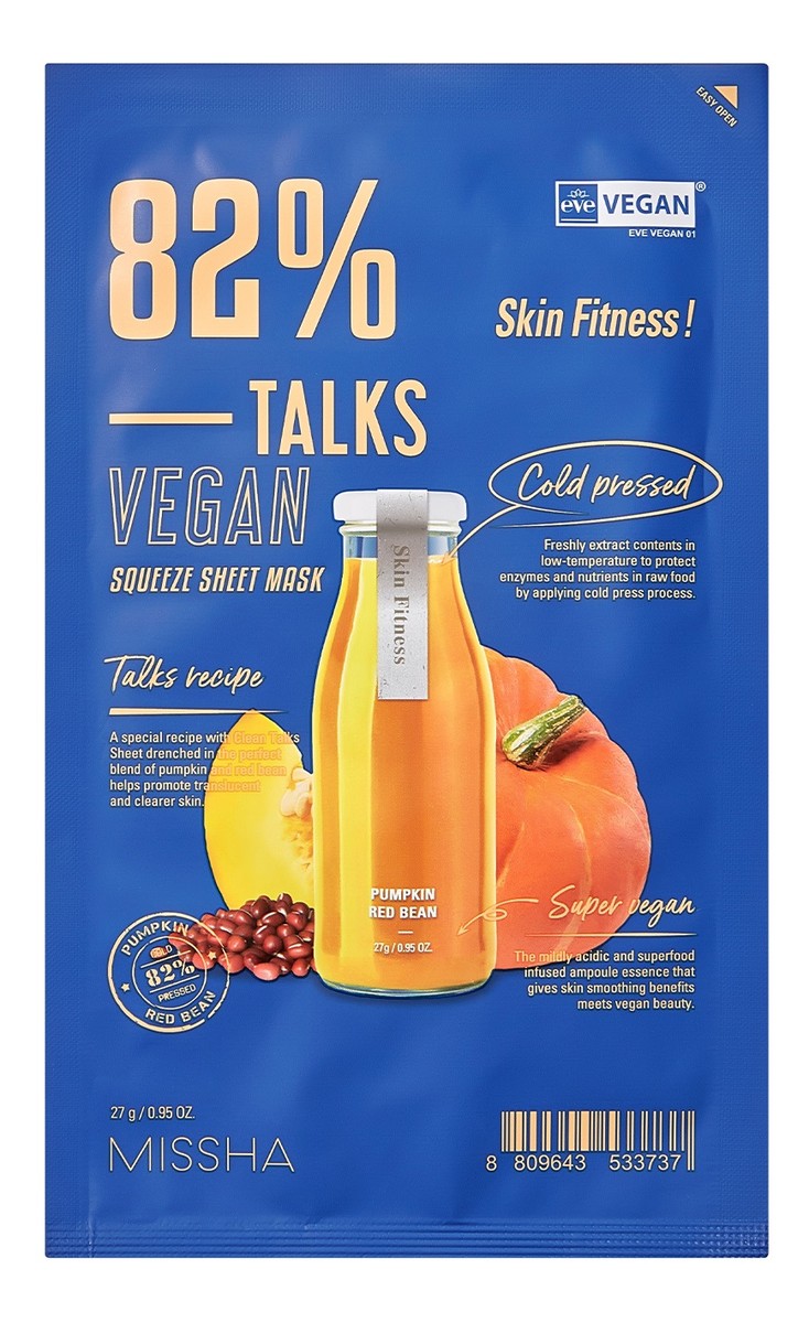 Talks vegan squeeze sheet mask wygładzająca maseczka w płachcie do skóry problemowej skin fitness