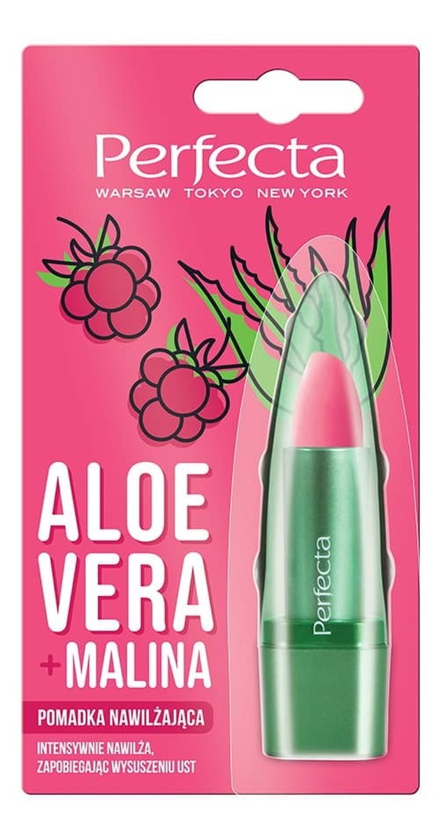 Aloe Vera Pomadka nawilżająca do ust z aloesem i maliną