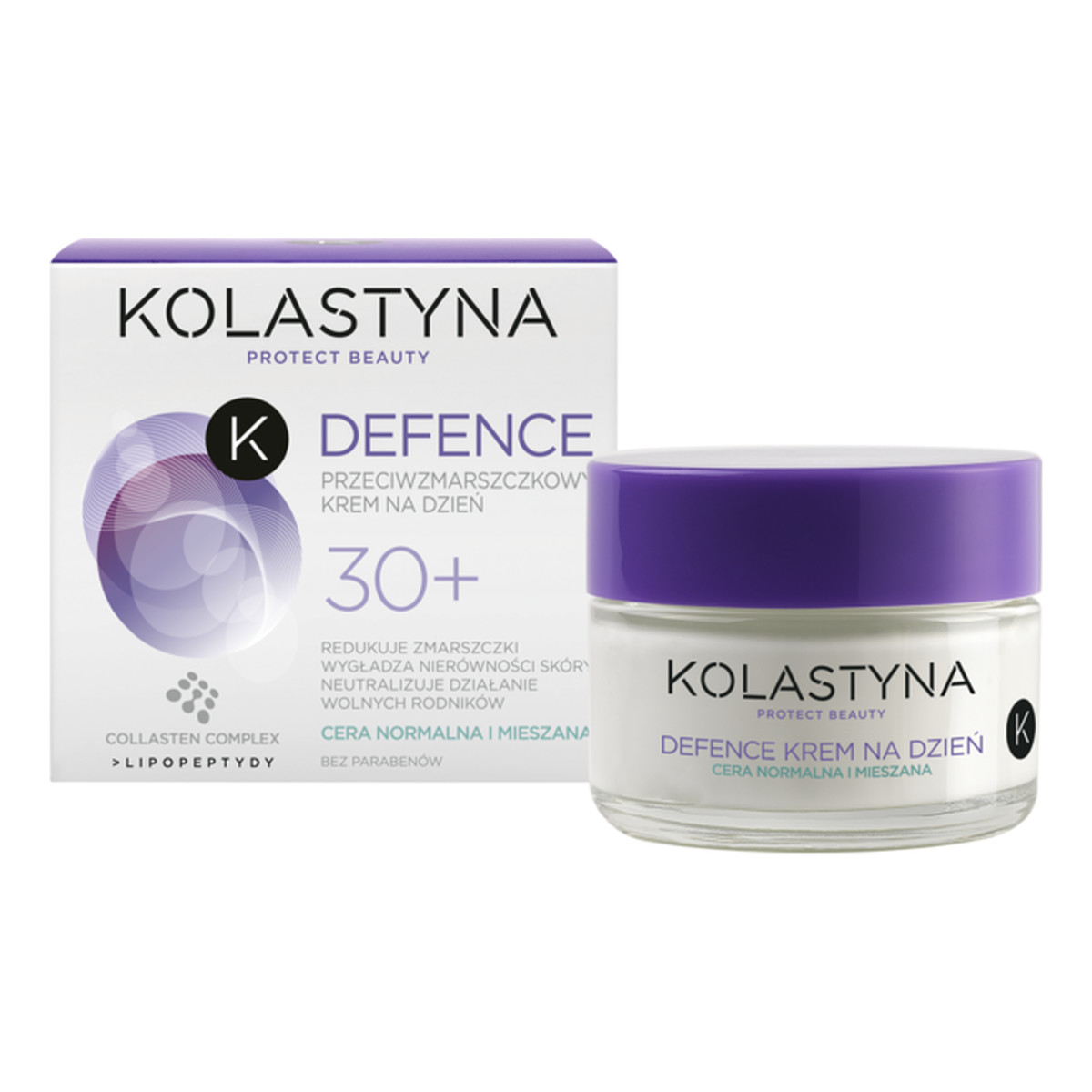 Kolastyna Defence 30+ Krem Przeciwzmarszczkowy Do Twarzy Na Dzień Cera Normalna i Mieszana 50ml
