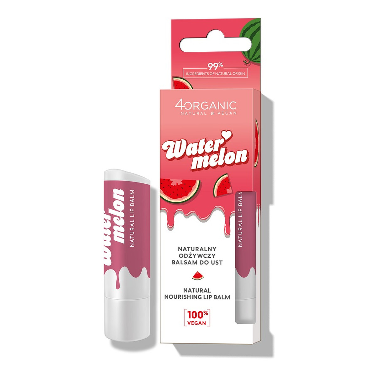 4organic Naturalny odżywczy Balsam do ust watermelon 5g