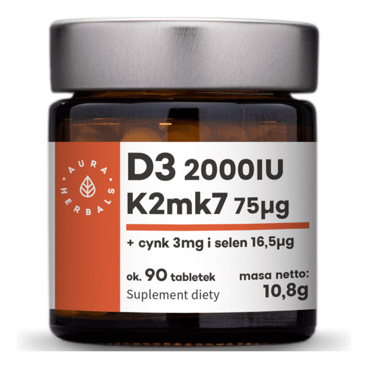 Aura Herbals Witamina D3 2000 IU + K2 + Cynk + Selen 90 tabletek