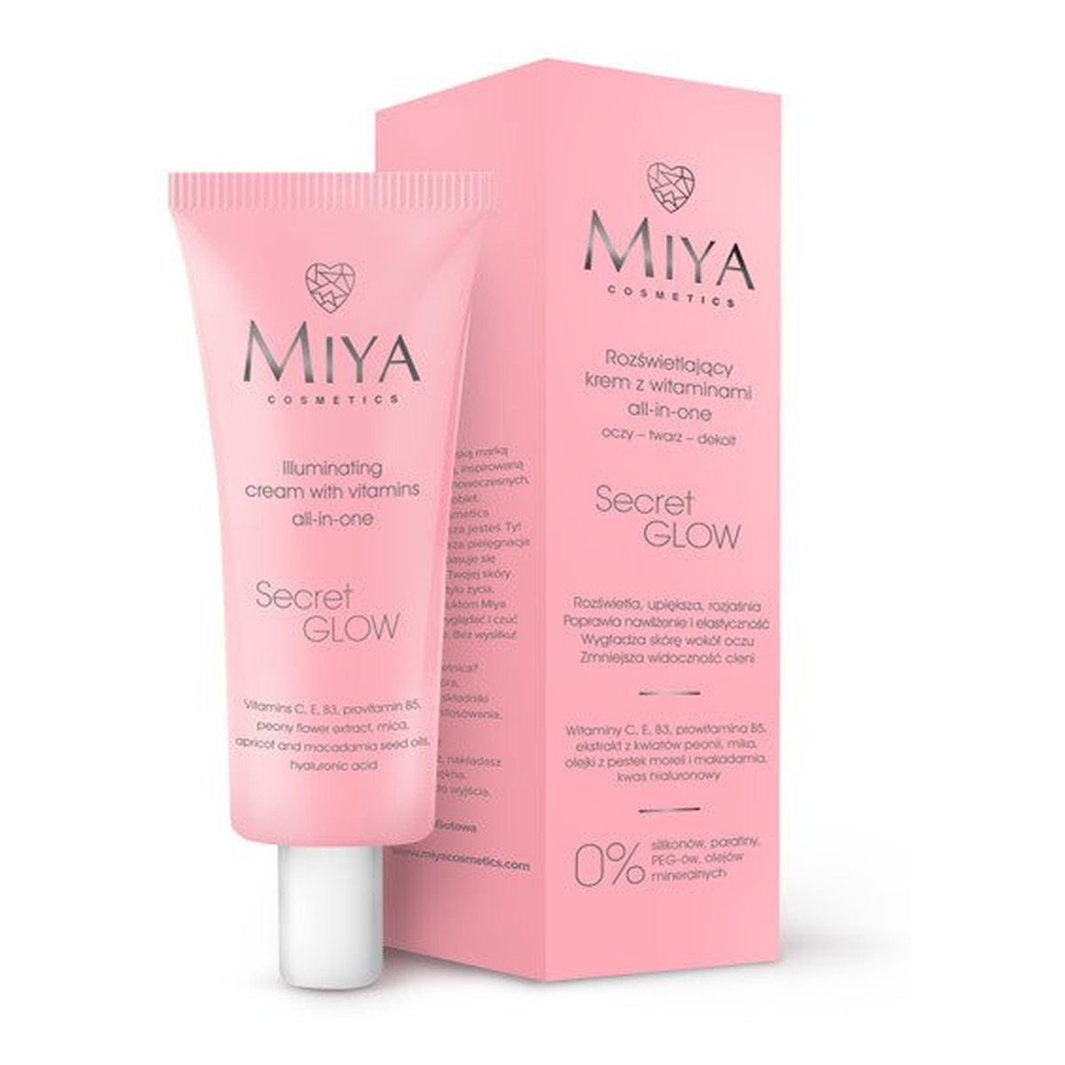 Miya Secret Glow rozświetlający krem z witaminami oczy twarz dekolt 30ml