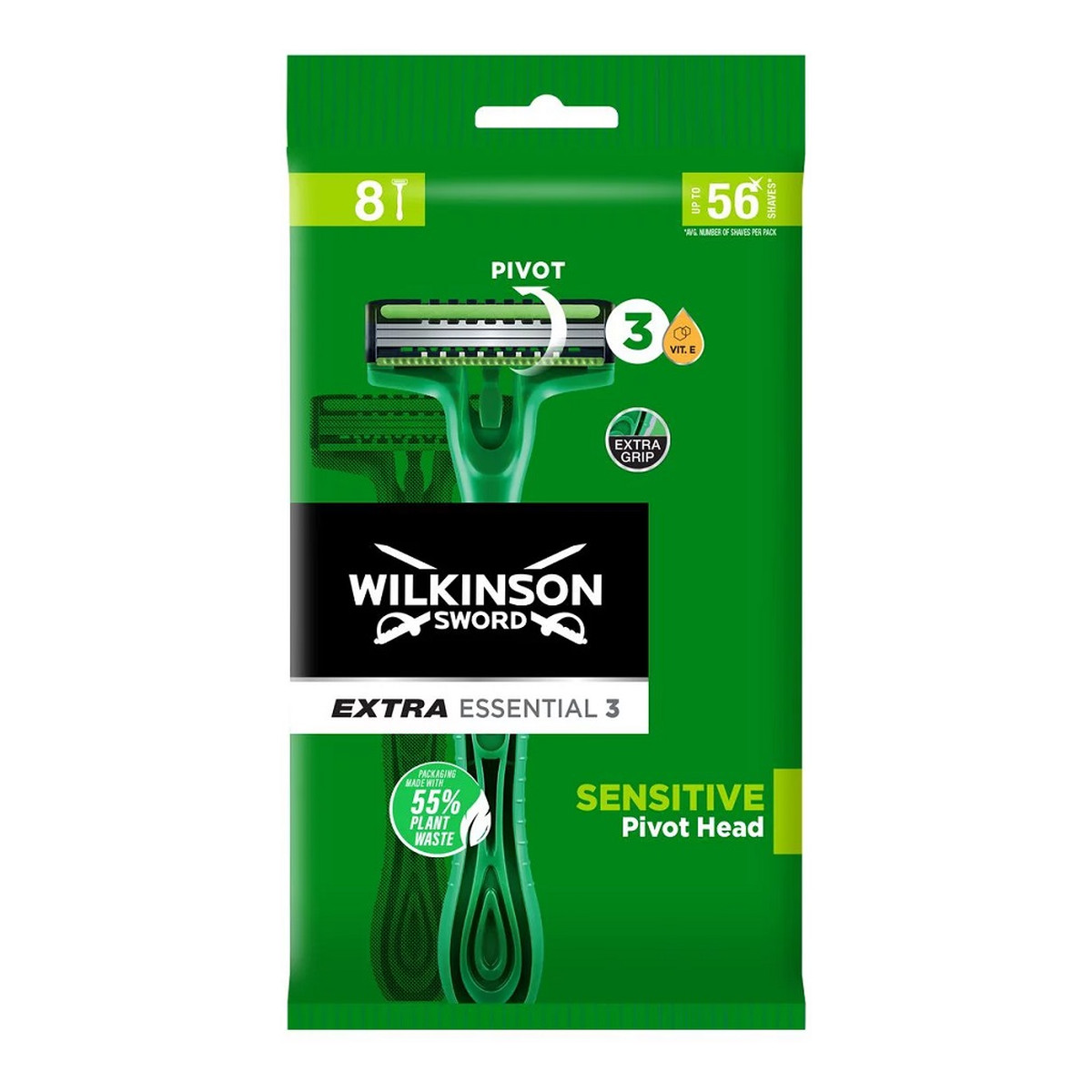 Wilkinson Extra essential 3 sensitive jednorazowe maszynki do golenia dla mężczyzn 8szt